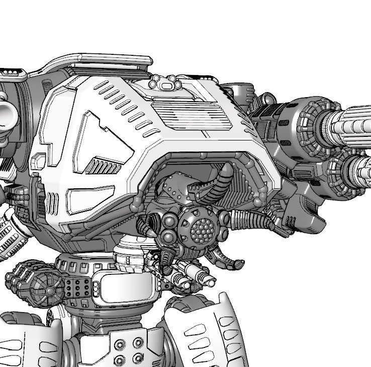 Project Gigante-Superheavy Fire Support Mech in 28mm 3D print model_5