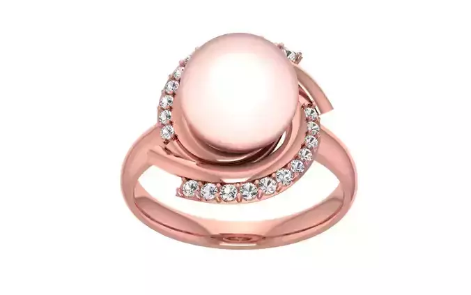 Women Pearl Ring 3dm STL OBJ FBX Render Details