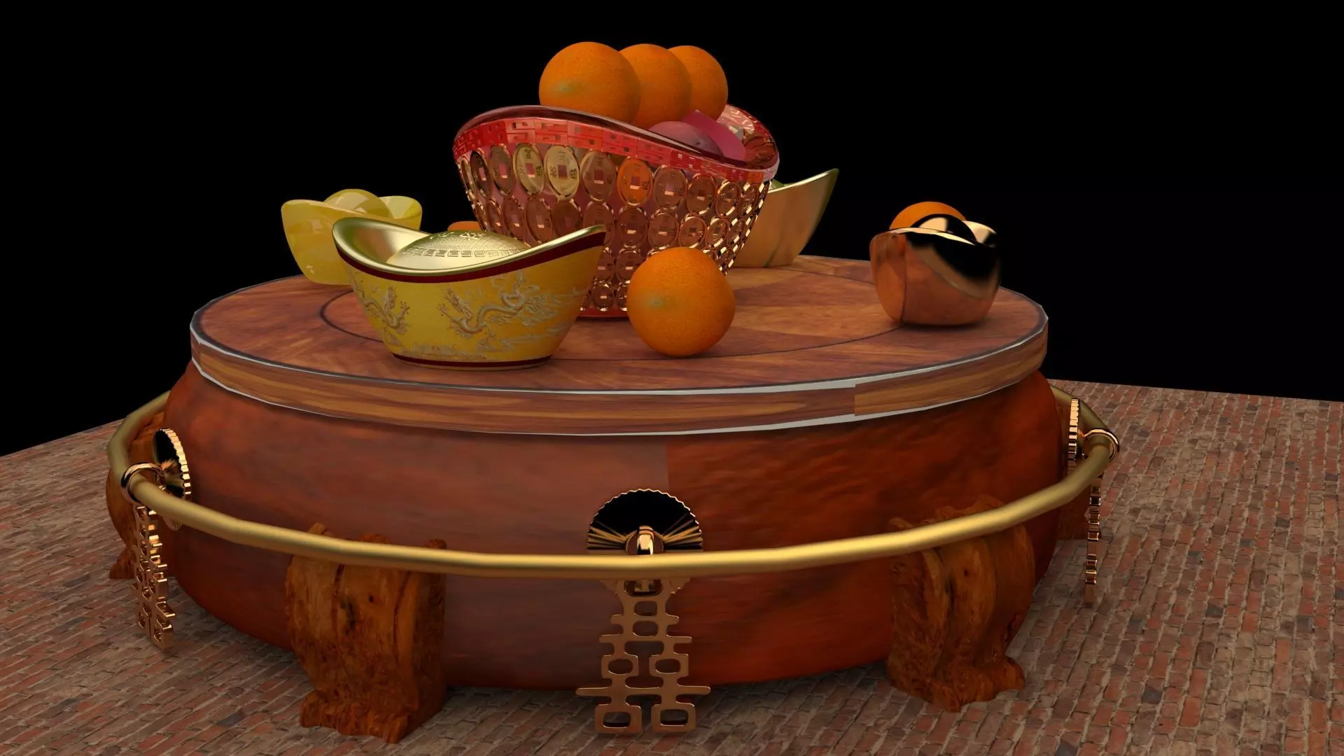 Chinese gold Ingot 3D model_0