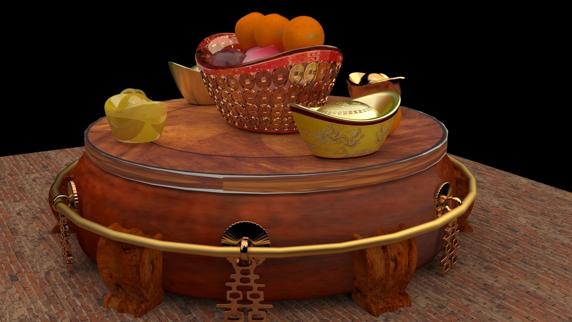 Chinese gold Ingot 3D model_1