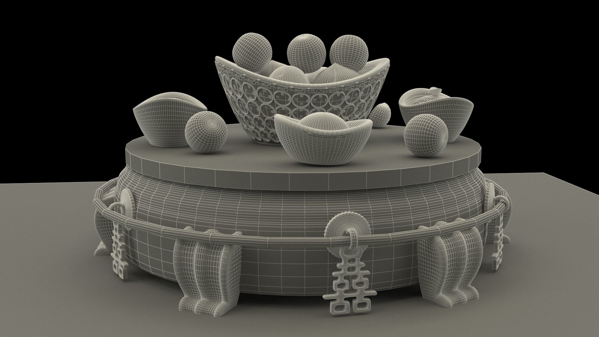 Chinese gold Ingot 3D model_5