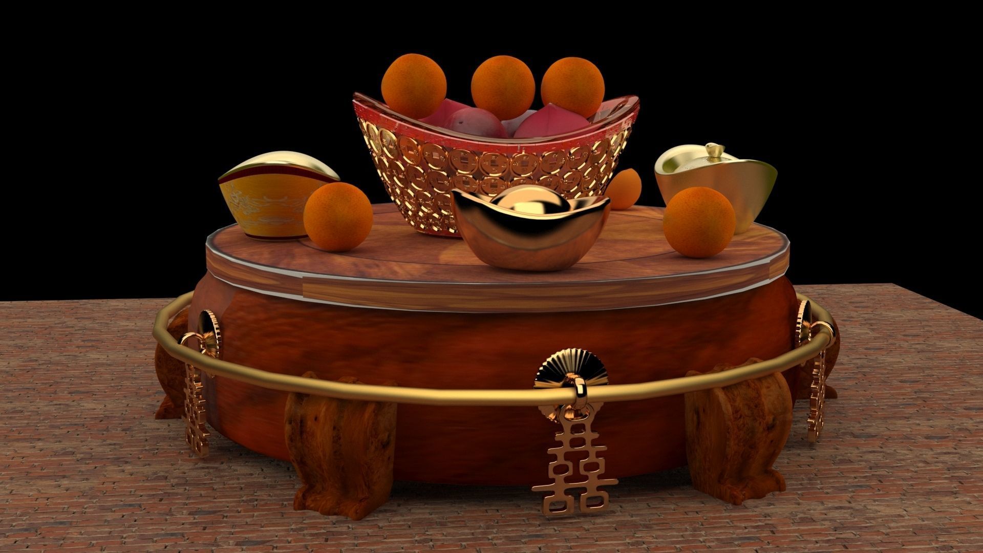 Chinese gold Ingot 3D model_2