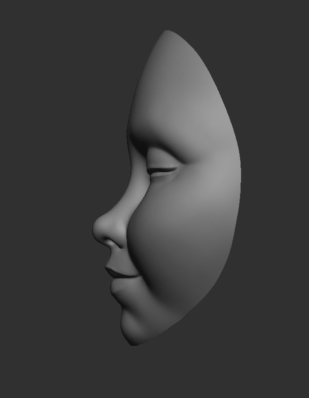 Kabuki Mask -Japaness white mask Low and High Low-poly 3D model_2