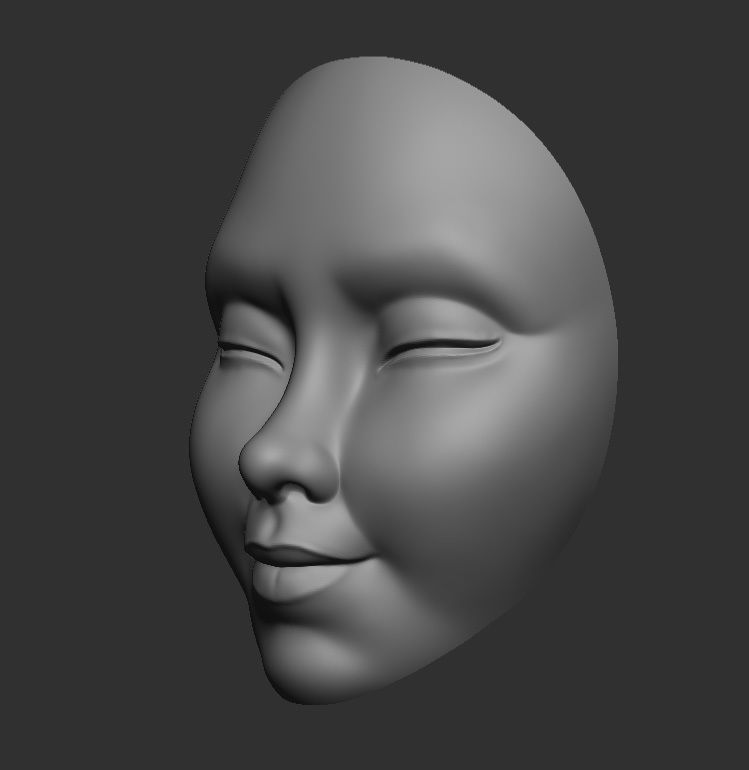 Kabuki Mask -Japaness white mask Low and High Low-poly 3D model_1