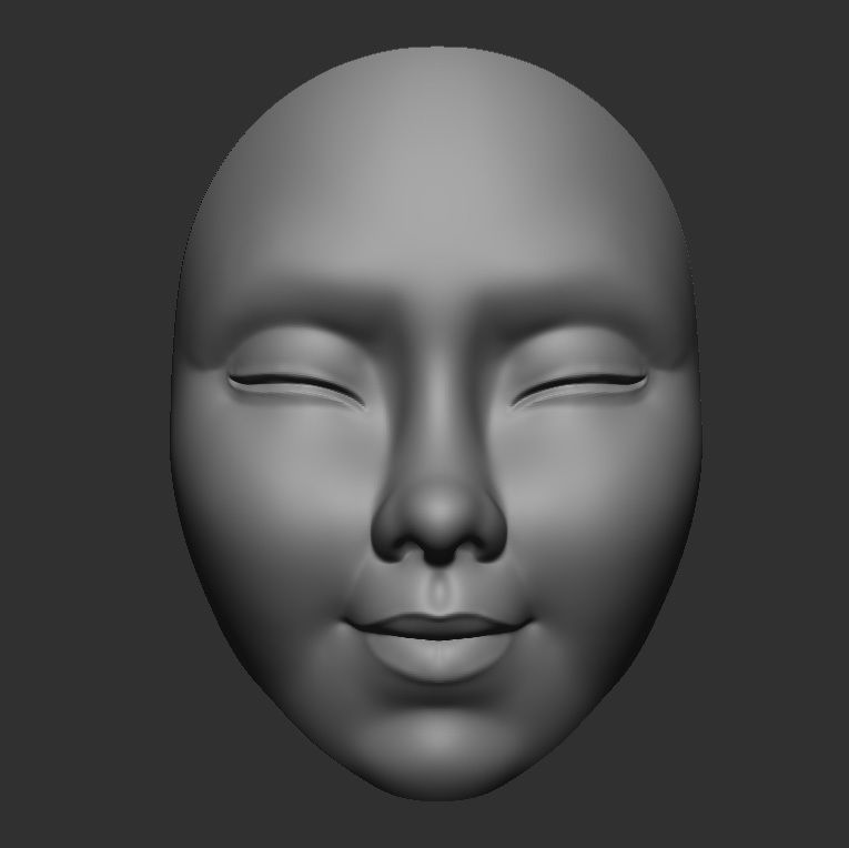 Kabuki Mask -Japaness white mask Low and High Low-poly 3D model_3