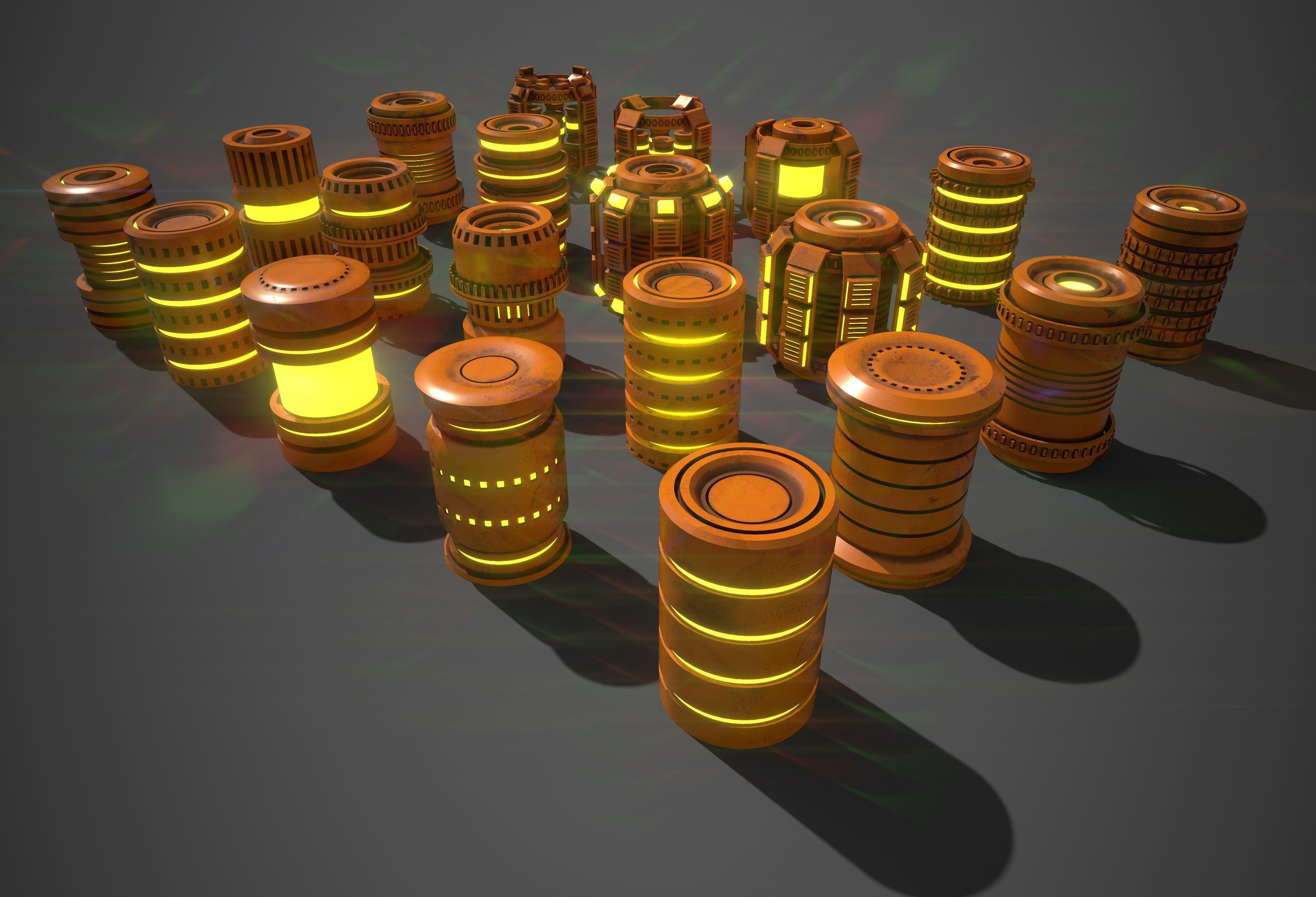 Sci-Fi Cylinder Version Two Low-poly 3D model_2