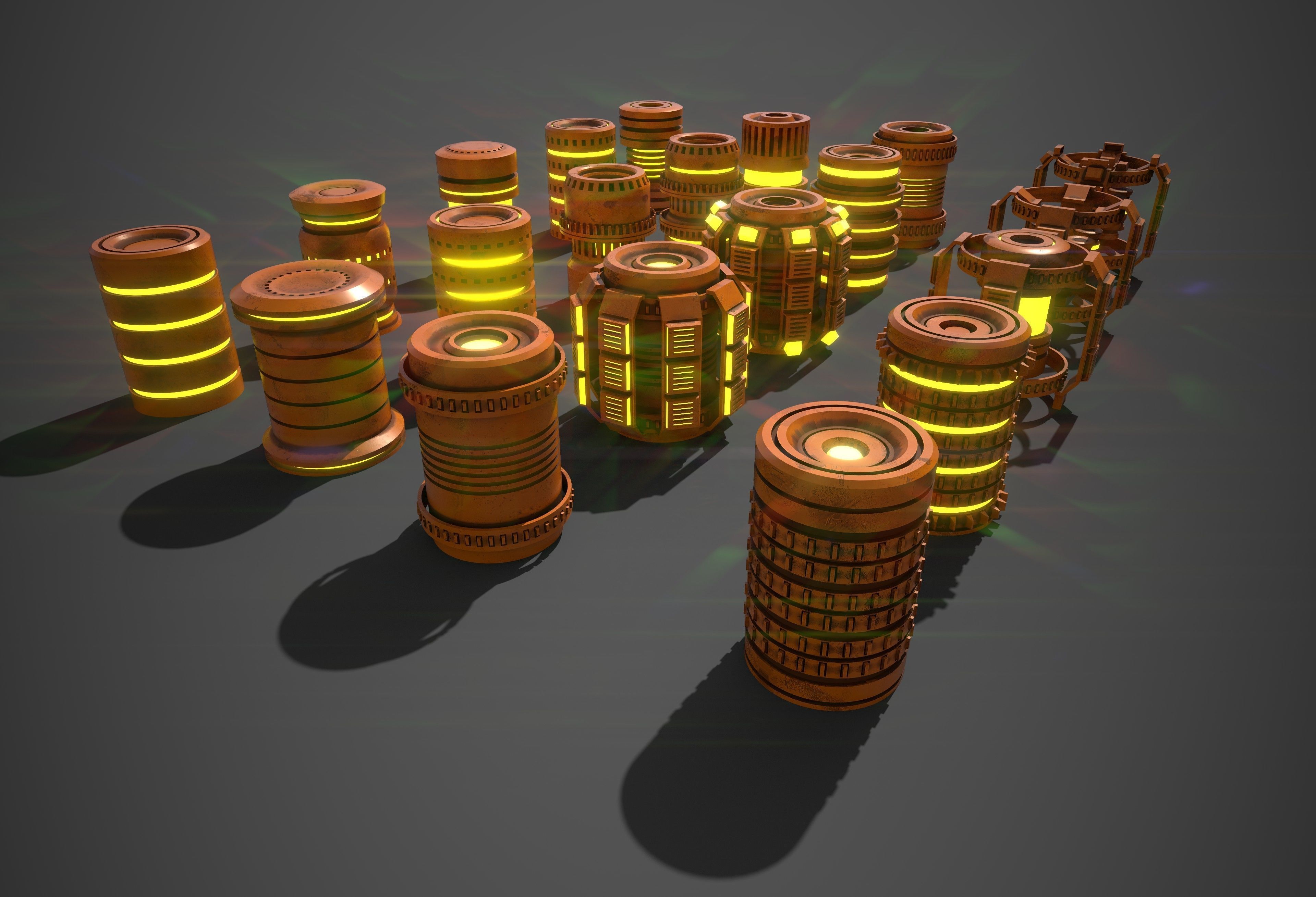 Sci-Fi Cylinder Version Two Low-poly 3D model_1