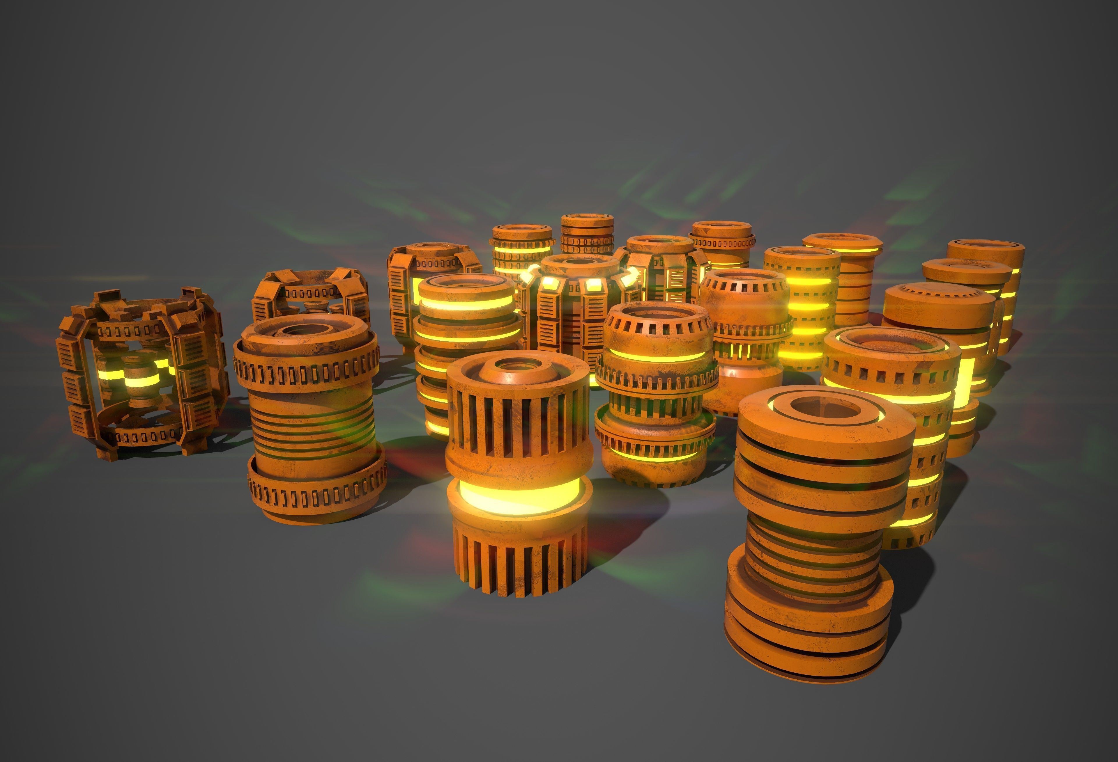 Sci-Fi Cylinder Version Two Low-poly 3D model_5