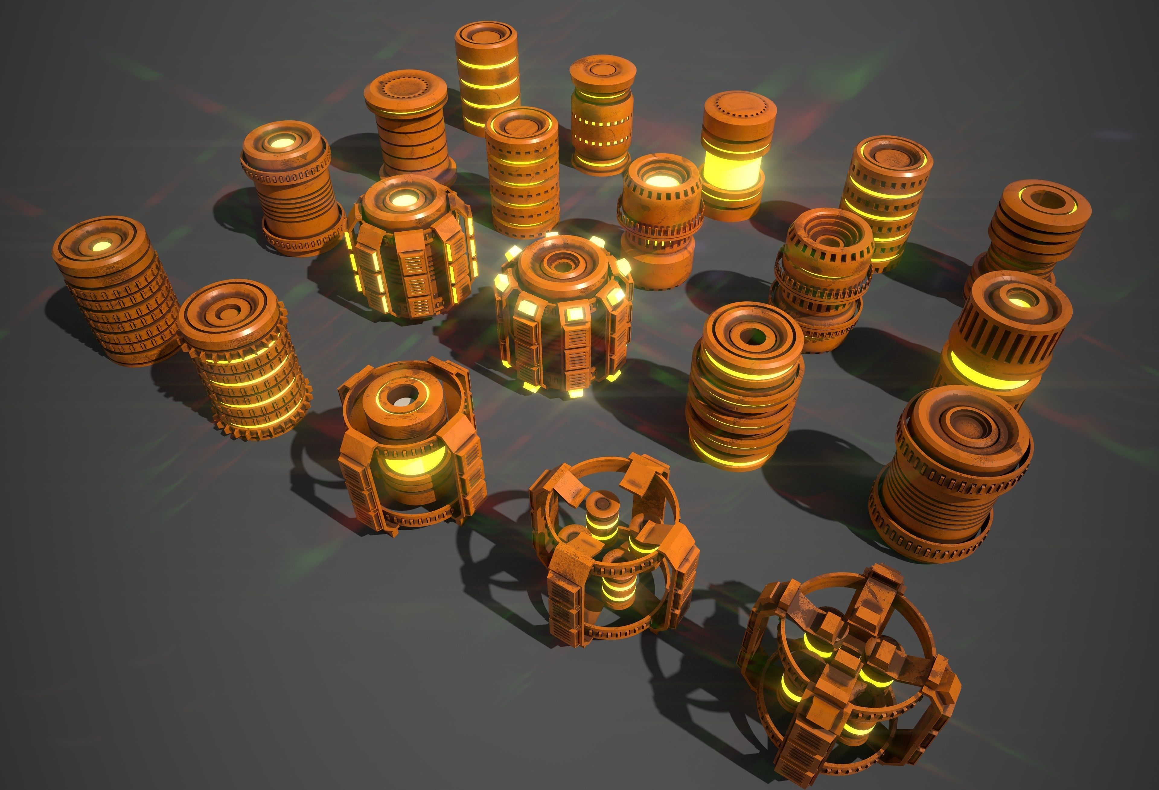 Sci-Fi Cylinder Version Two Low-poly 3D model_7