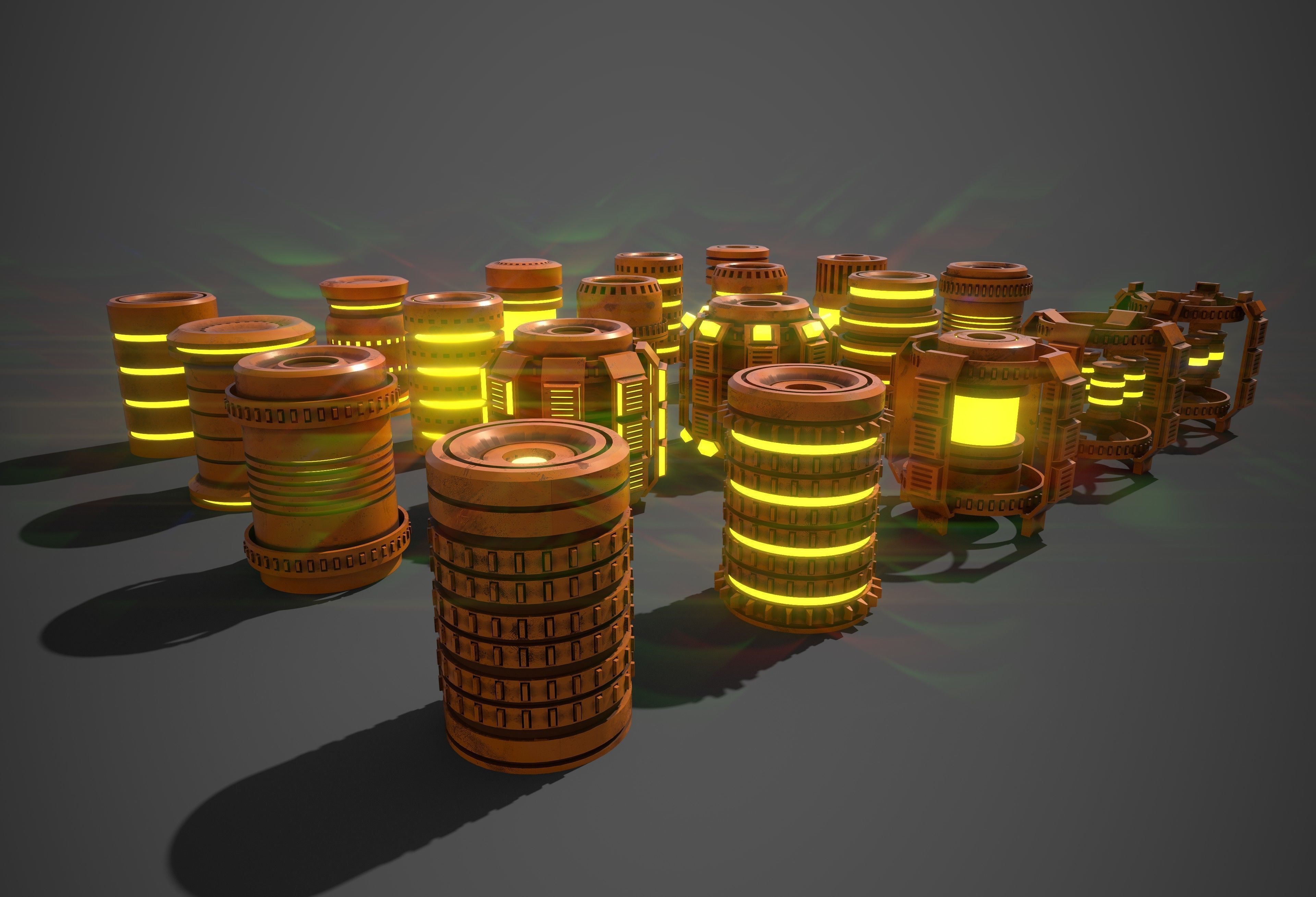 Sci-Fi Cylinder Version Two Low-poly 3D model_8