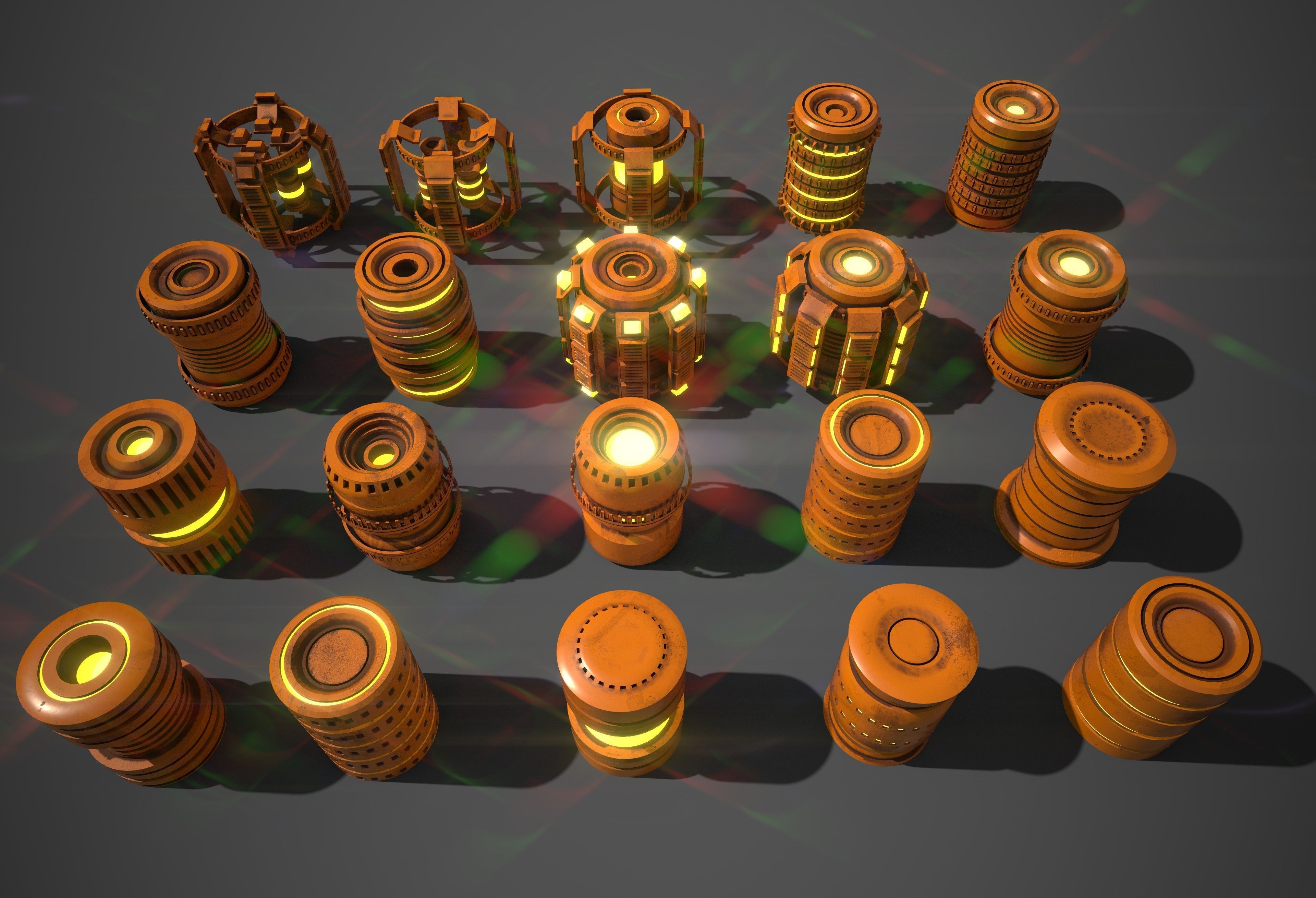 Sci-Fi Cylinder Version Two Low-poly 3D model_3