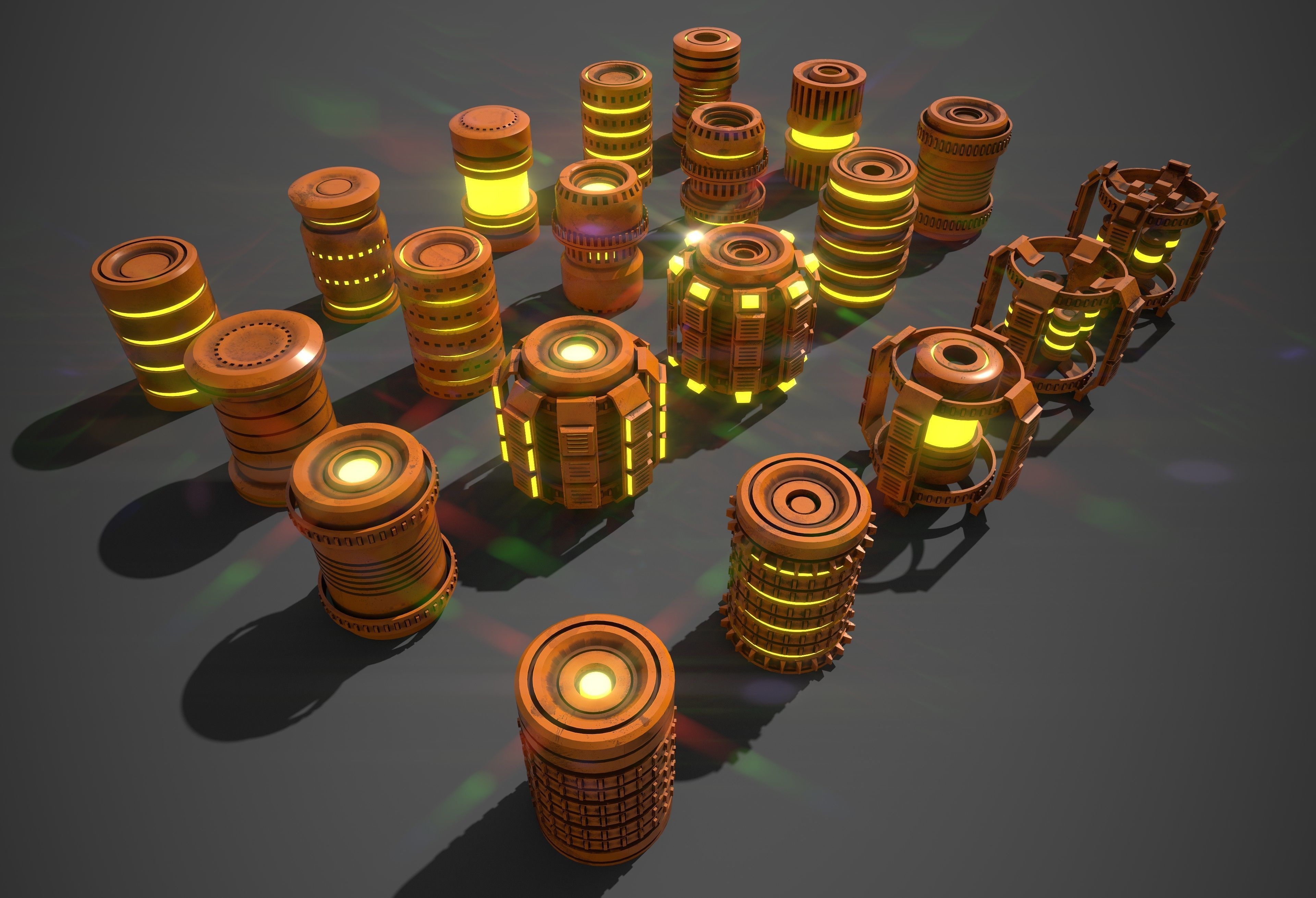 Sci-Fi Cylinder Version Two Low-poly 3D model_9