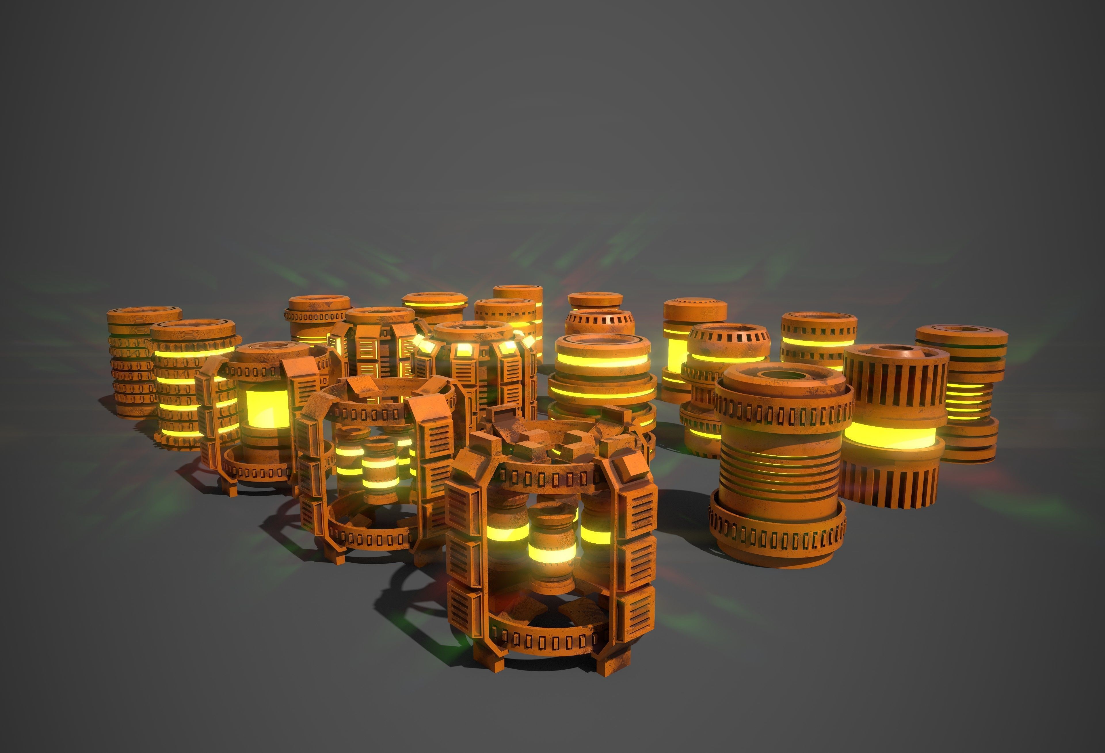 Sci-Fi Cylinder Version Two Low-poly 3D model_6