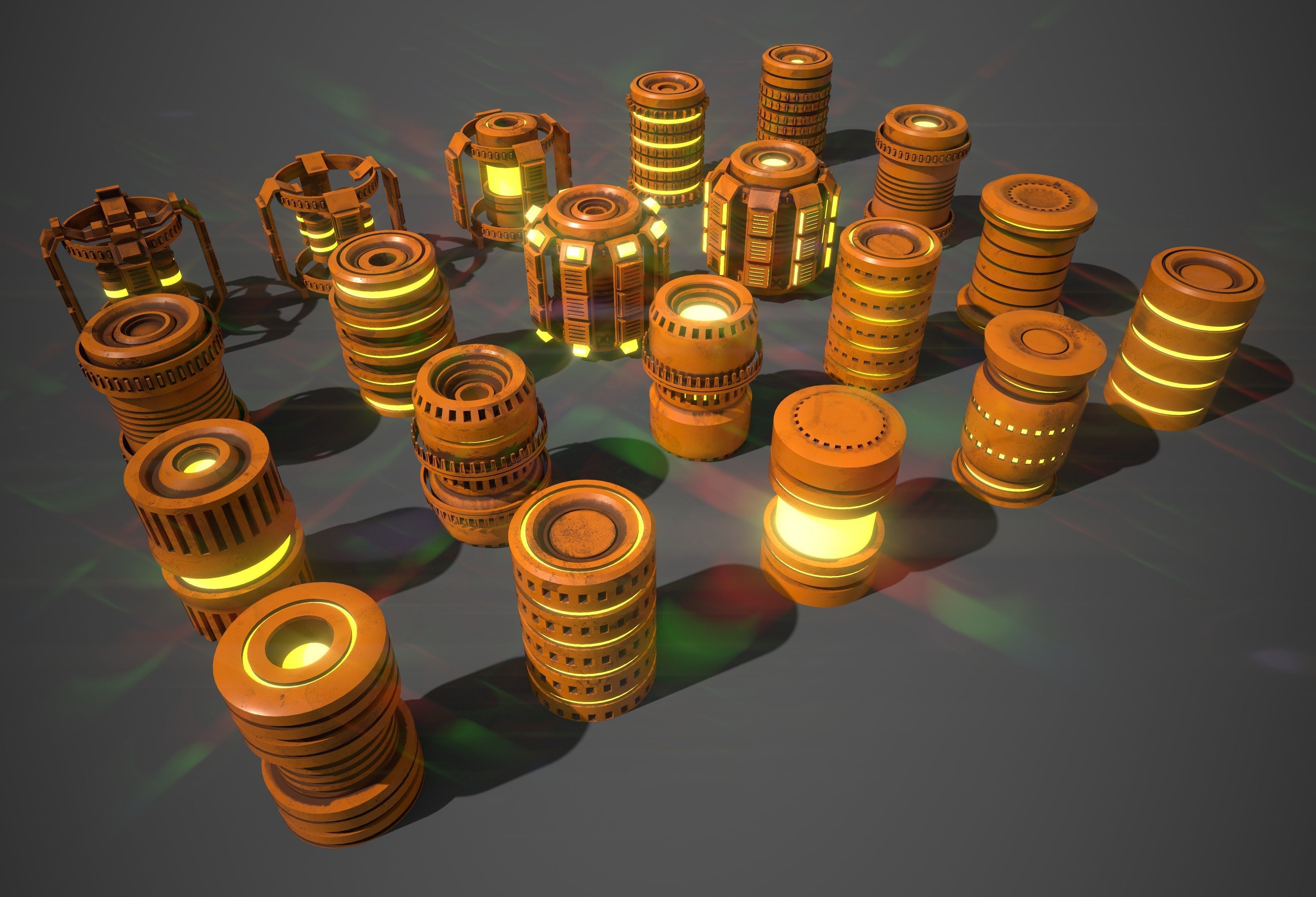 Sci-Fi Cylinder Version Two Low-poly 3D model_4