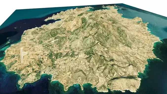 Paros island full 3d model terrain