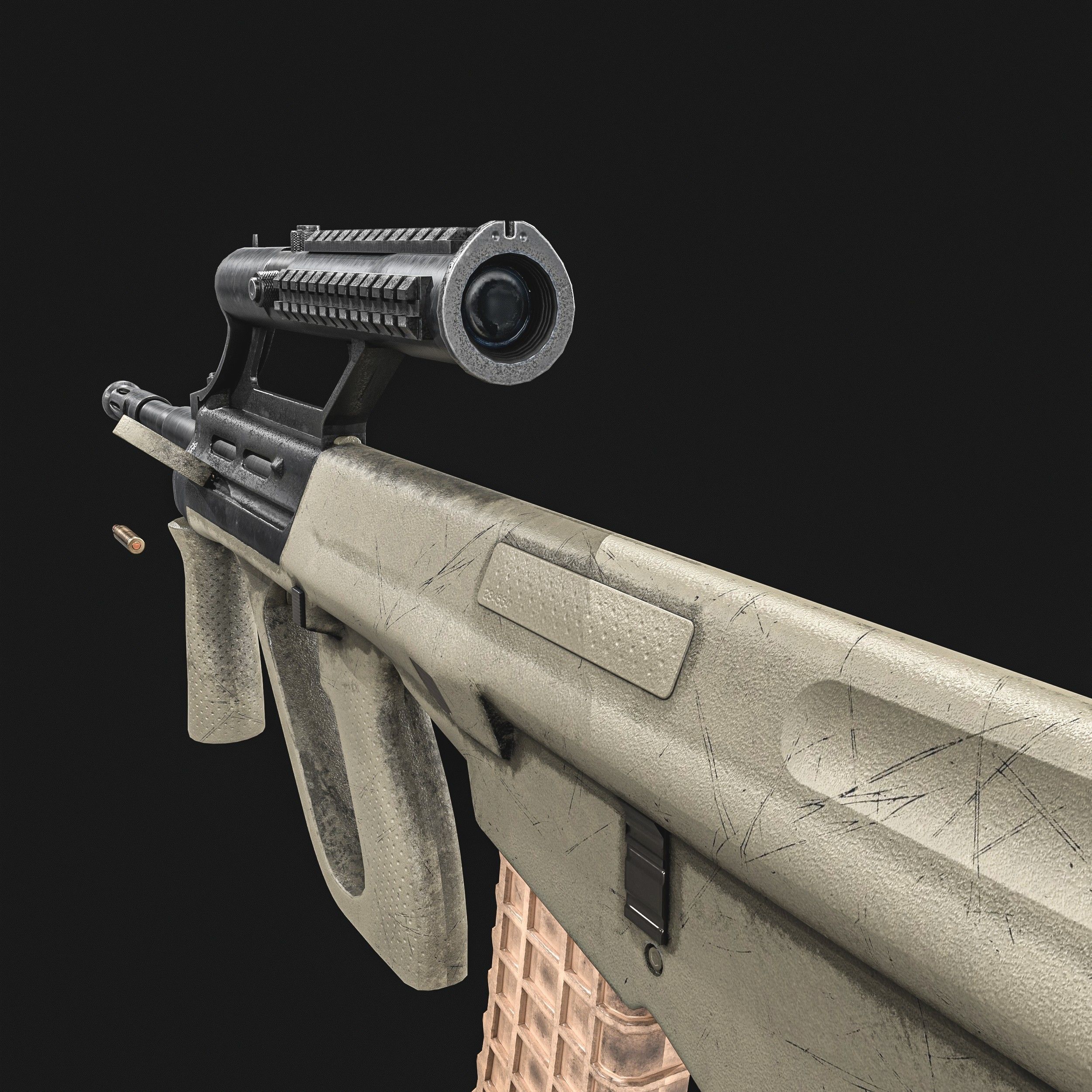 Steyr Aug   Assault Rifle   with Silencer Low-poly 3D model_15