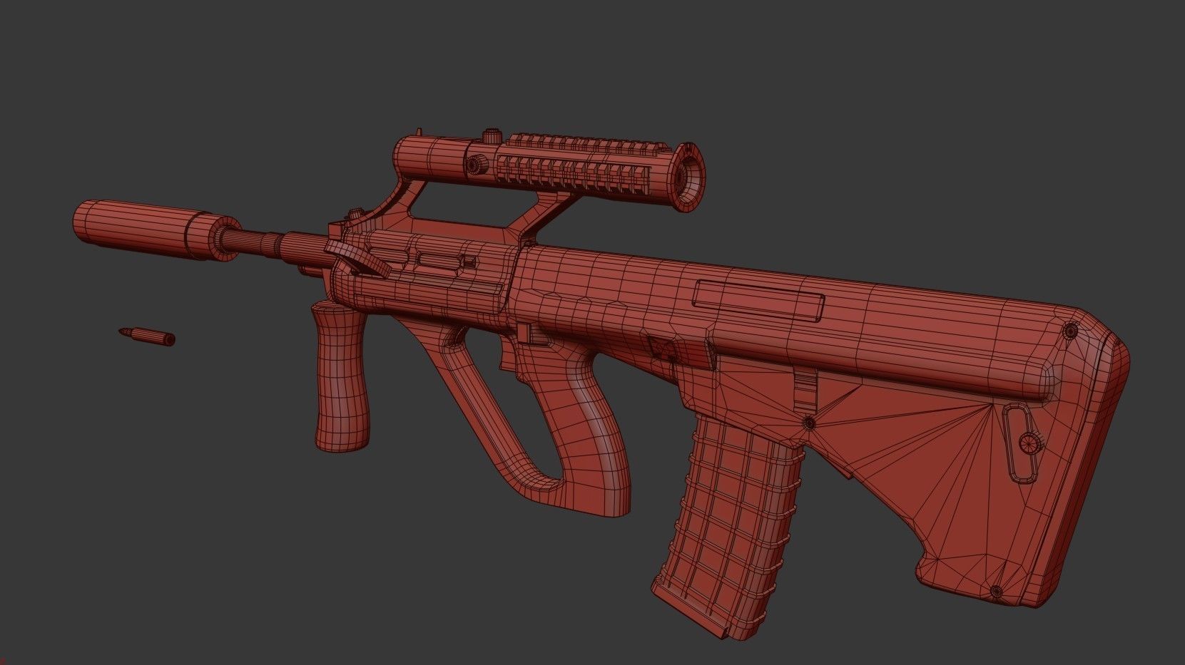 Steyr Aug   Assault Rifle   with Silencer Low-poly 3D model_31