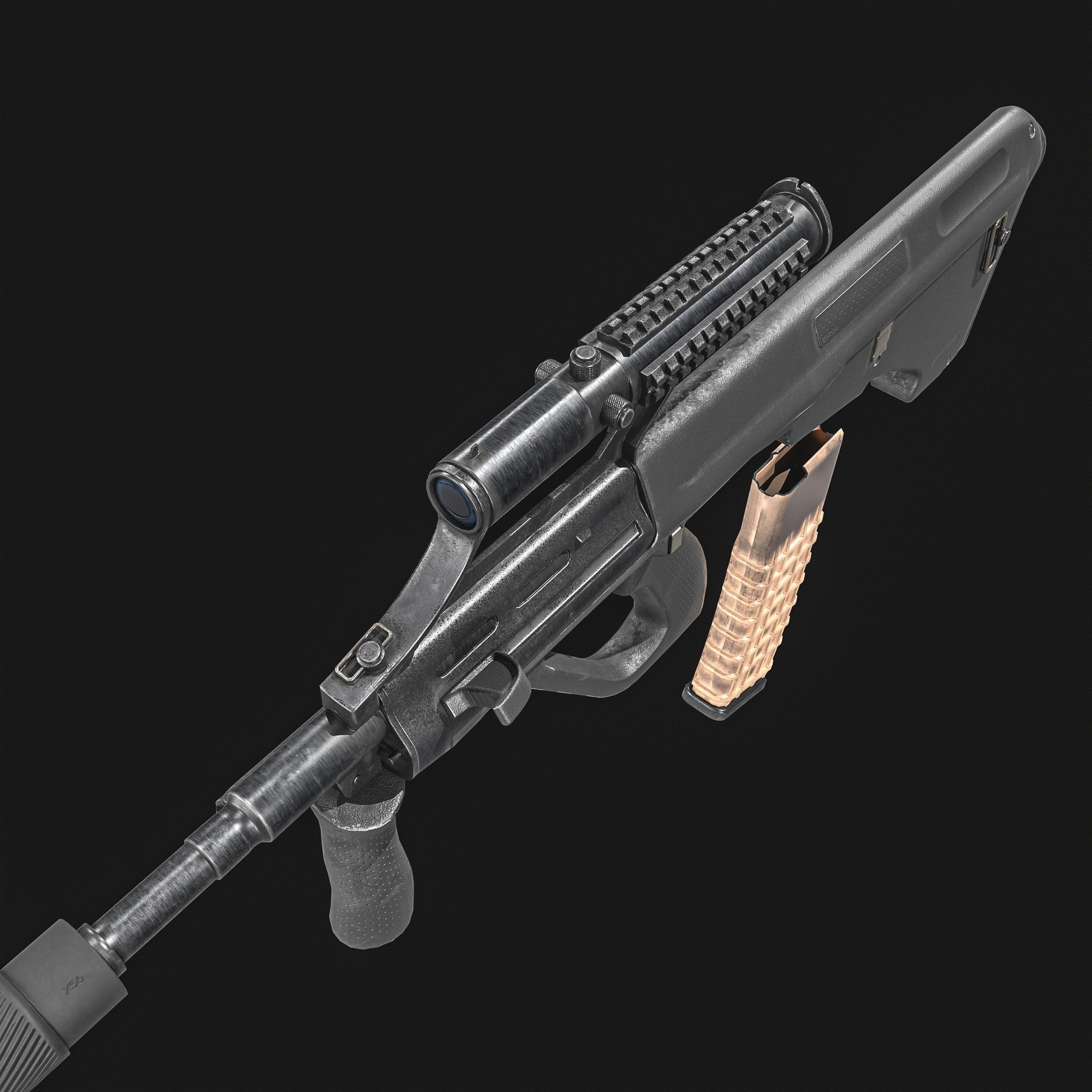 Steyr Aug   Assault Rifle   with Silencer Low-poly 3D model_23
