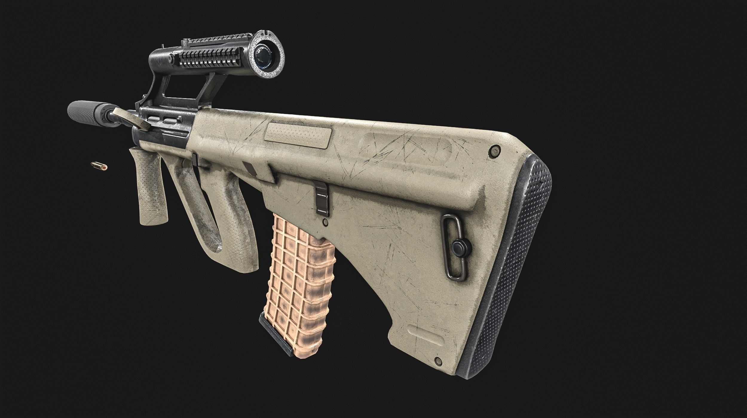 Steyr Aug   Assault Rifle   with Silencer Low-poly 3D model_10