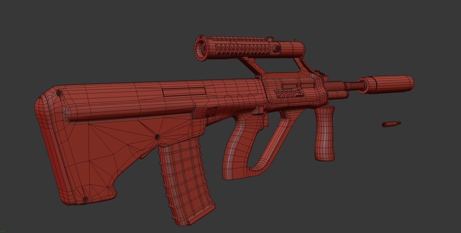 Steyr Aug   Assault Rifle   with Silencer Low-poly 3D model_32