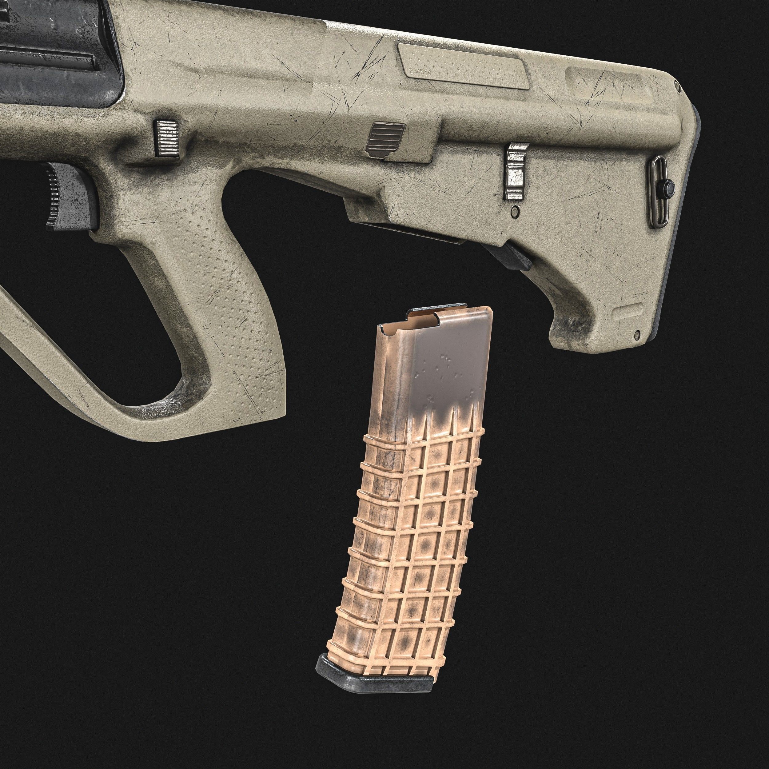 Steyr Aug   Assault Rifle   with Silencer Low-poly 3D model_14