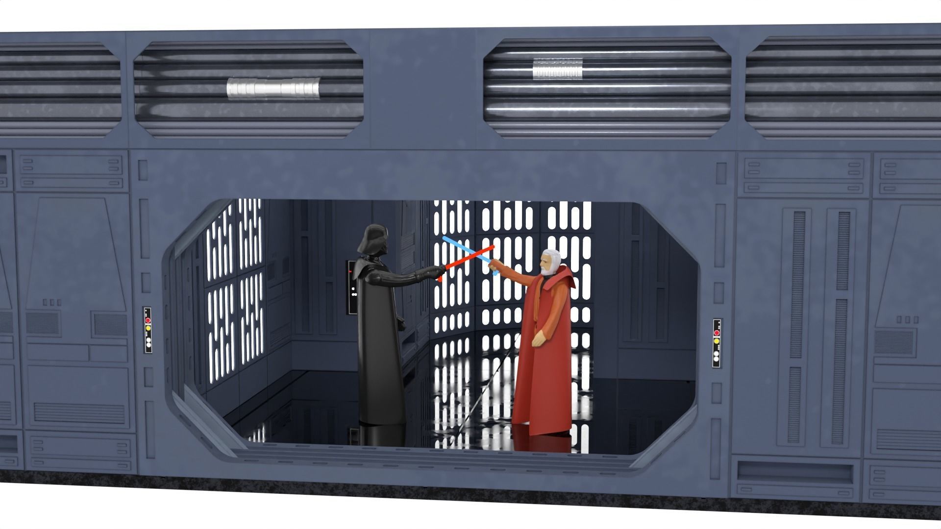 Set 1a - Death Star Vader vs Obi-Wan 1-18 scale Hasbro Kenner 3D Model Collection_13