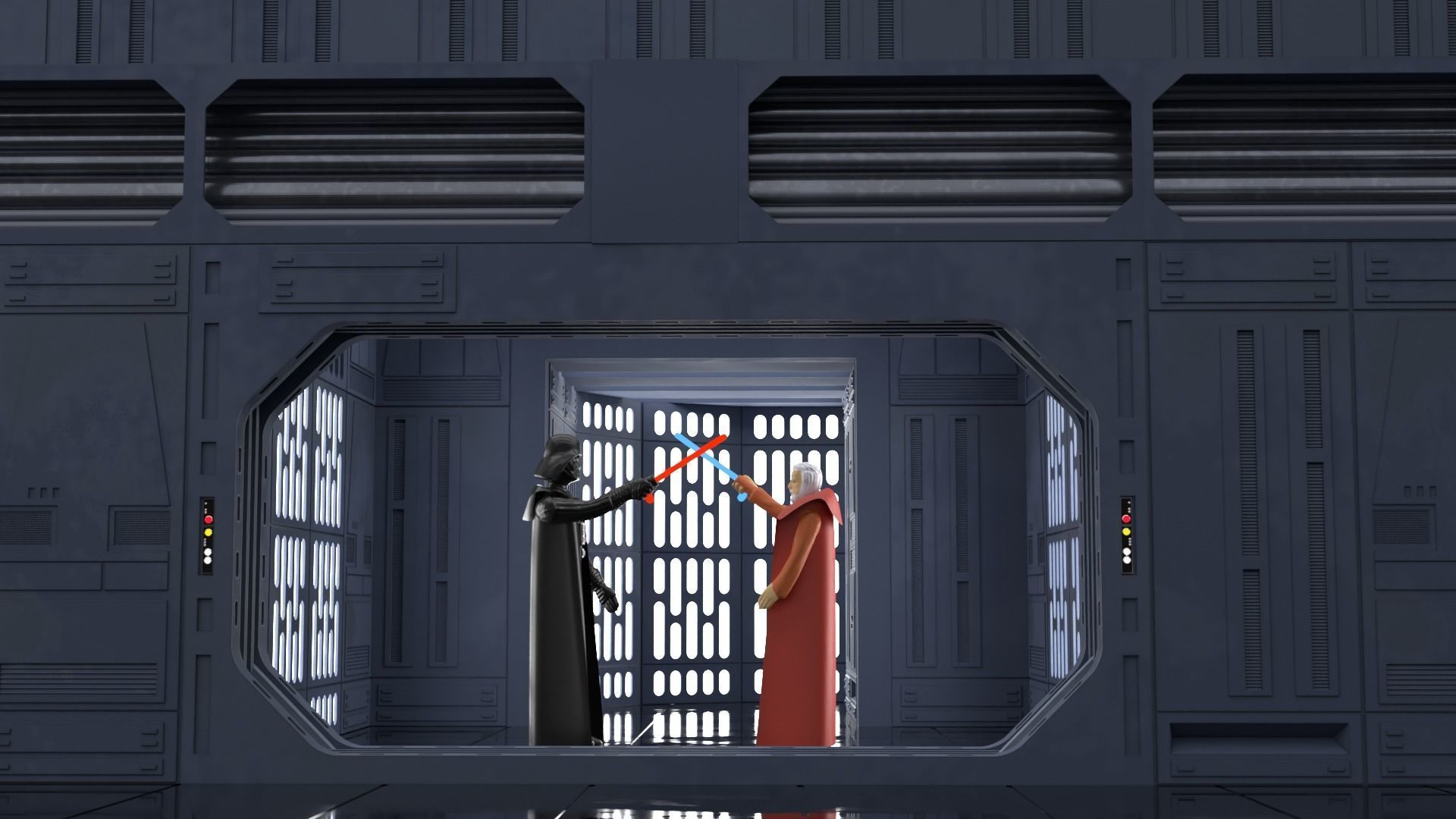 Set 1a - Death Star Vader vs Obi-Wan 1-18 scale Hasbro Kenner 3D Model Collection_11