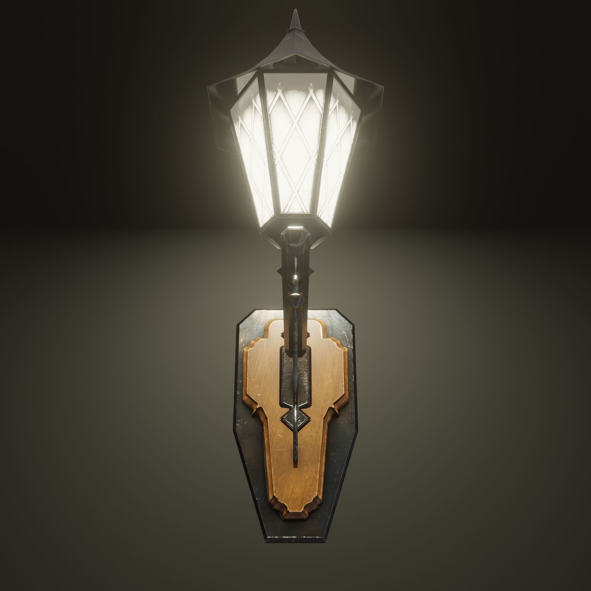 Medieval Street Lamp Low-poly 3D model_4