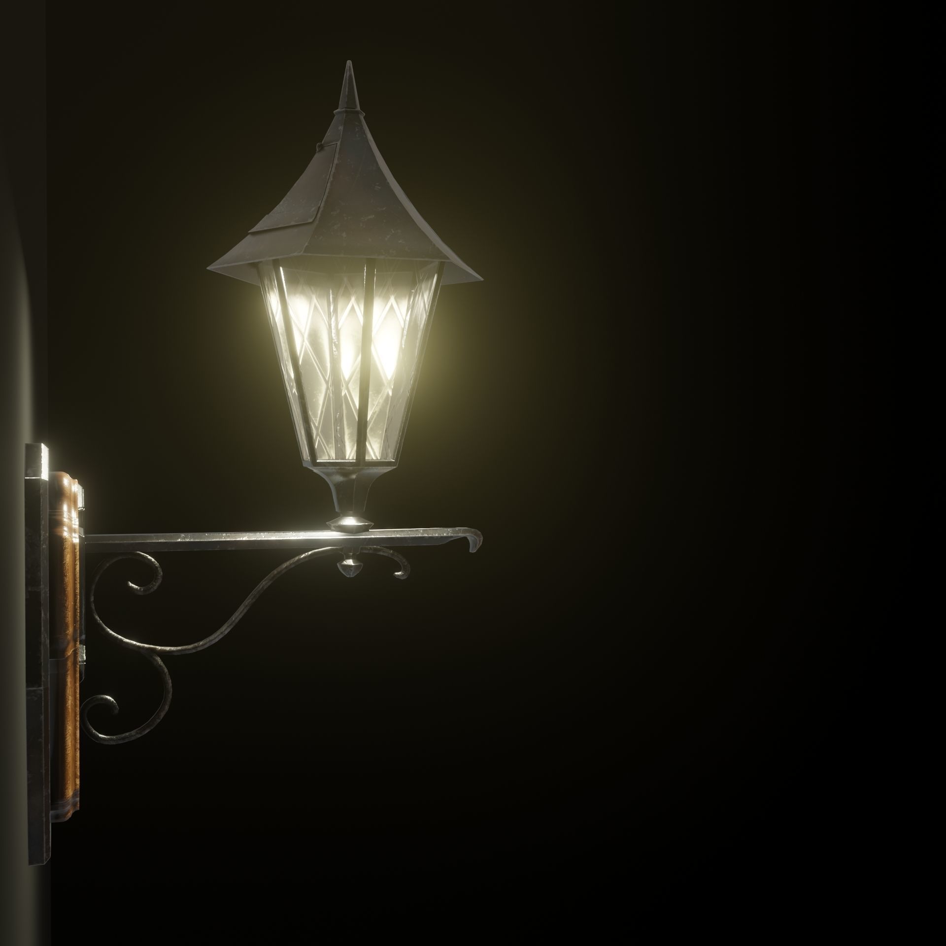 Medieval Street Lamp Low-poly 3D model_2
