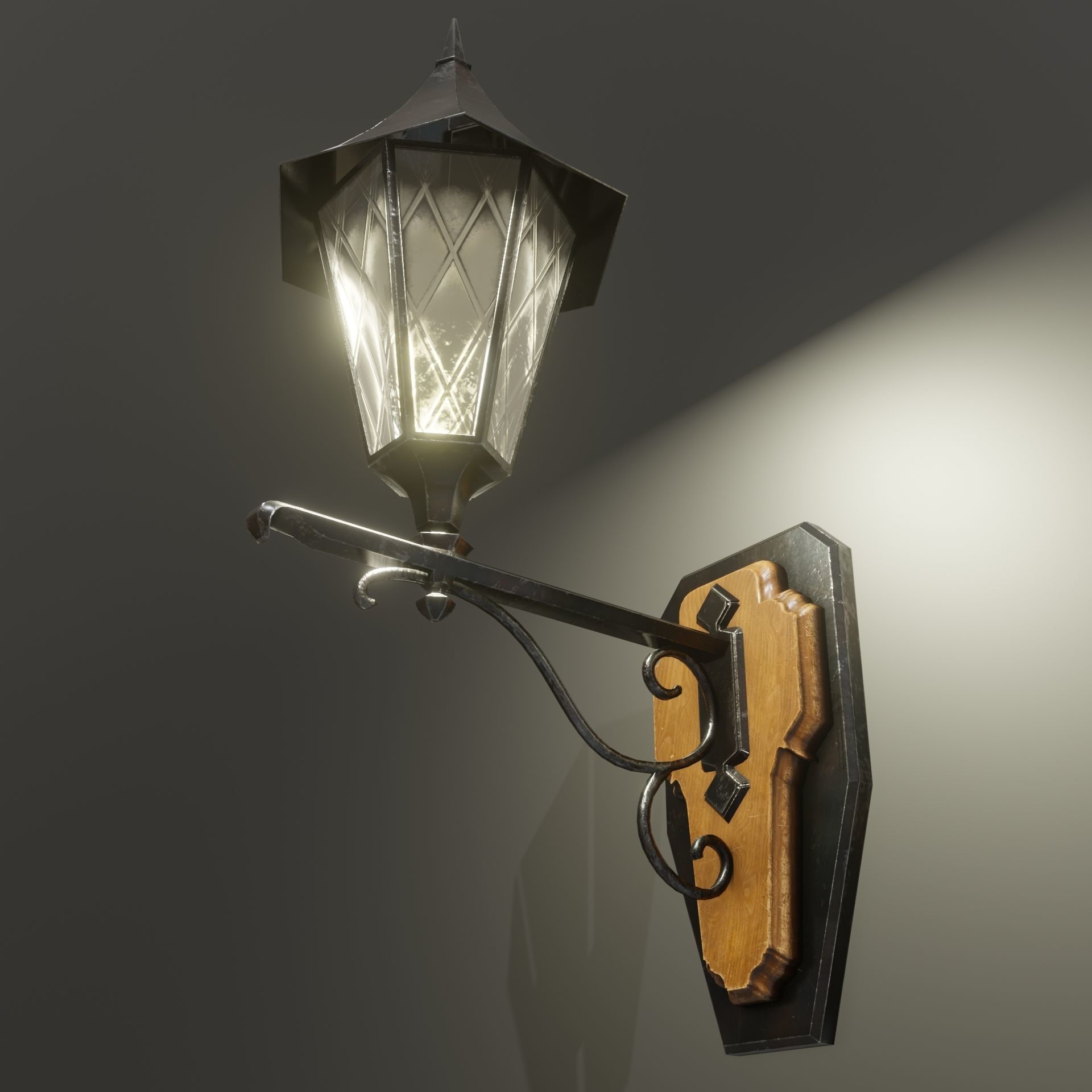 Medieval Street Lamp Low-poly 3D model_10
