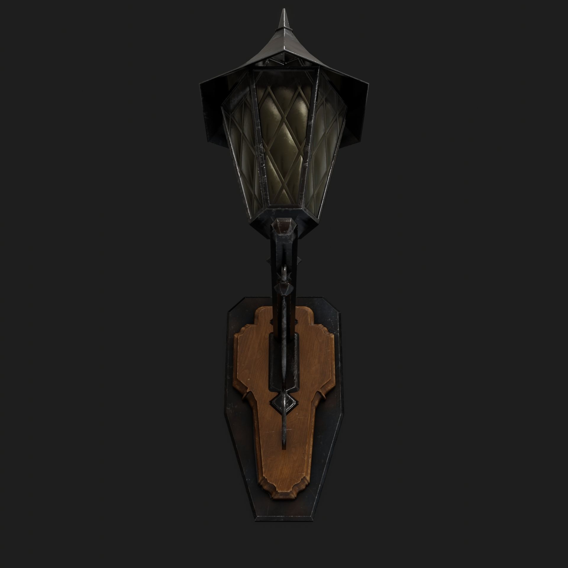 Medieval Street Lamp Low-poly 3D model_5