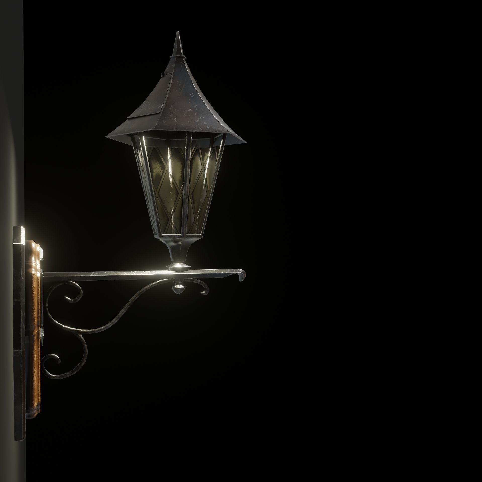 Medieval Street Lamp Low-poly 3D model_3