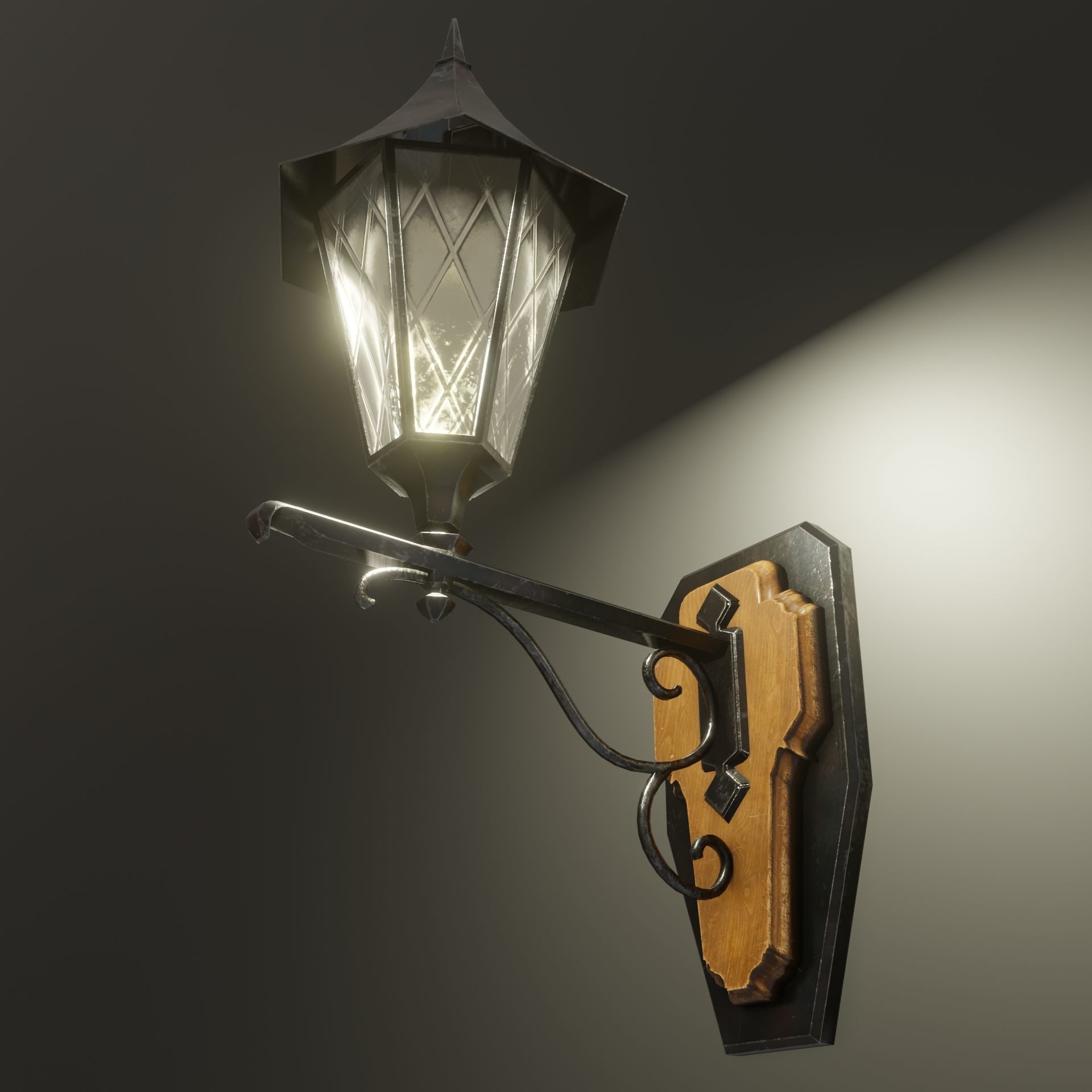 Medieval Street Lamp Low-poly 3D model_6
