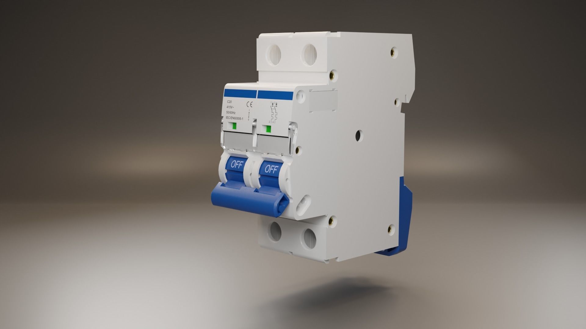 Electrical part 2pole Miniature Circuit Breaker 3D model_4