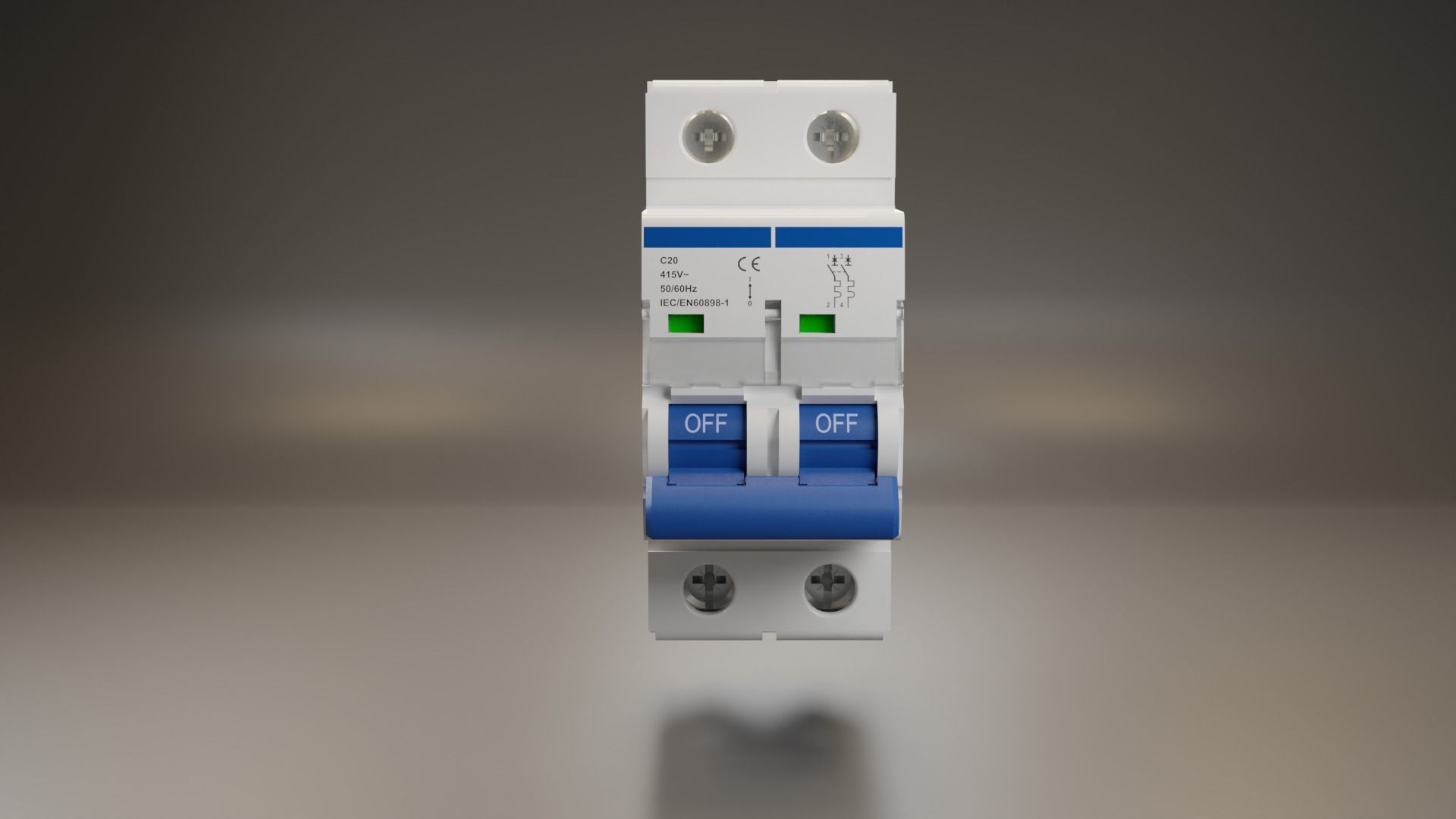 Electrical part 2pole Miniature Circuit Breaker 3D model_10