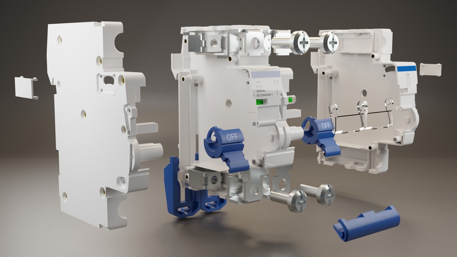 Electrical part 2pole Miniature Circuit Breaker 3D model_15