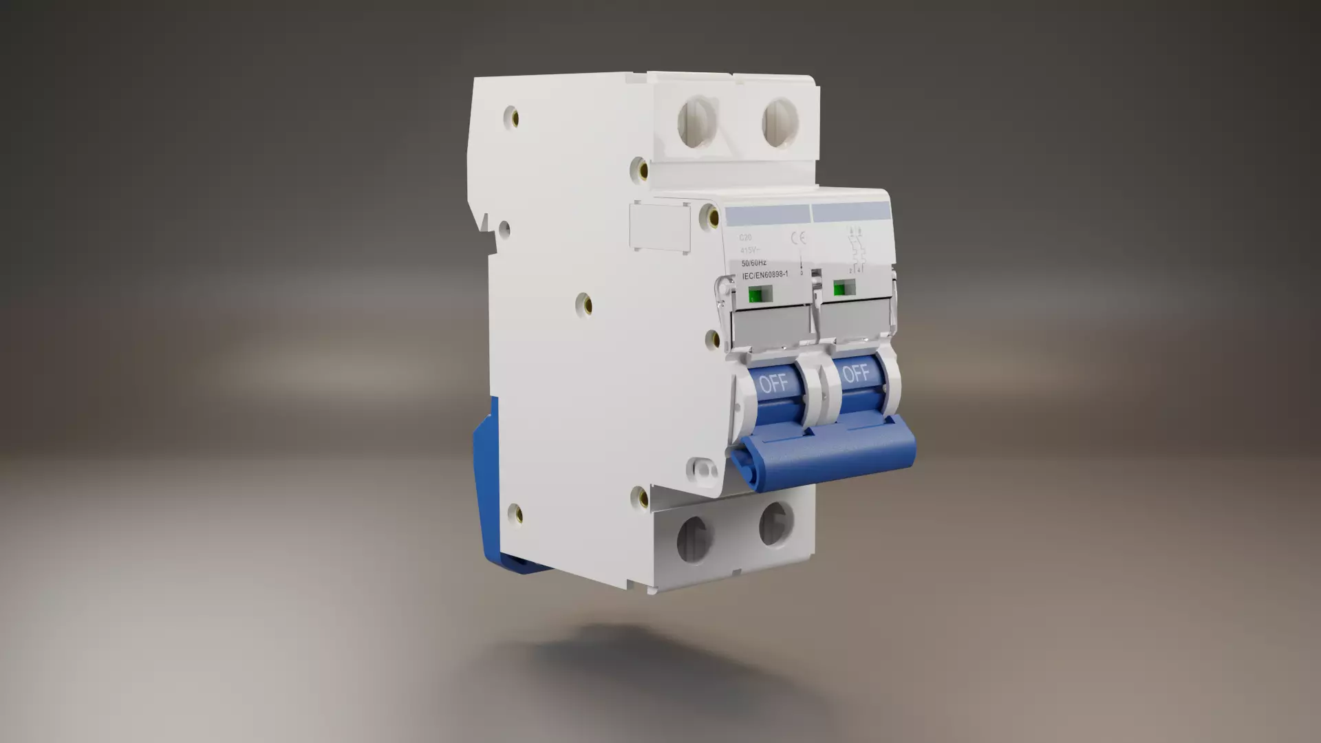 Electrical part 2pole Miniature Circuit Breaker 3D model_0