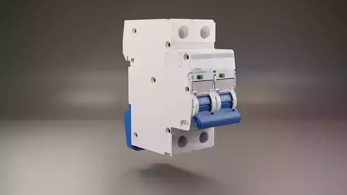 Electrical part 2pole Miniature Circuit Breaker 3D model Electrical part 2pole Miniature Circuit Breaker 3D model