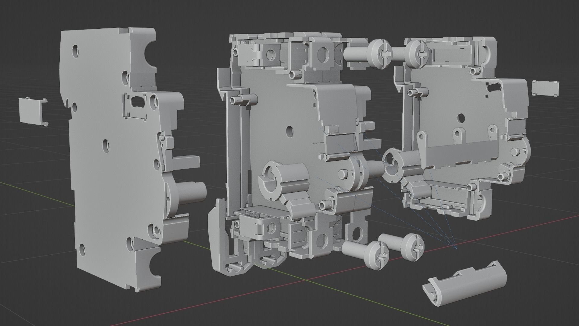 Electrical part 2pole Miniature Circuit Breaker 3D model_13