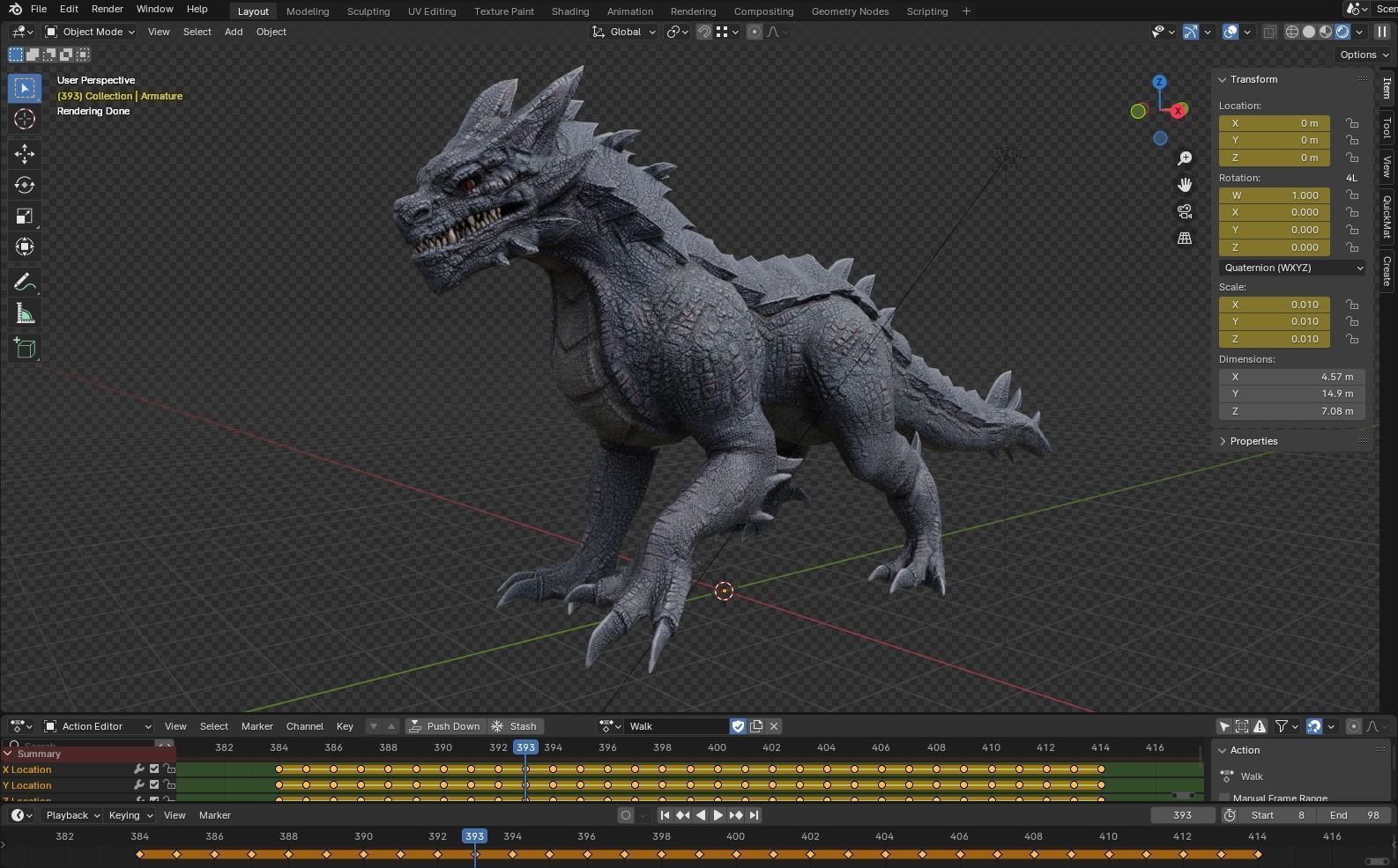 Drake The Dragon - Wingless Dragon - Ver 2024 Low-poly 3D model_17
