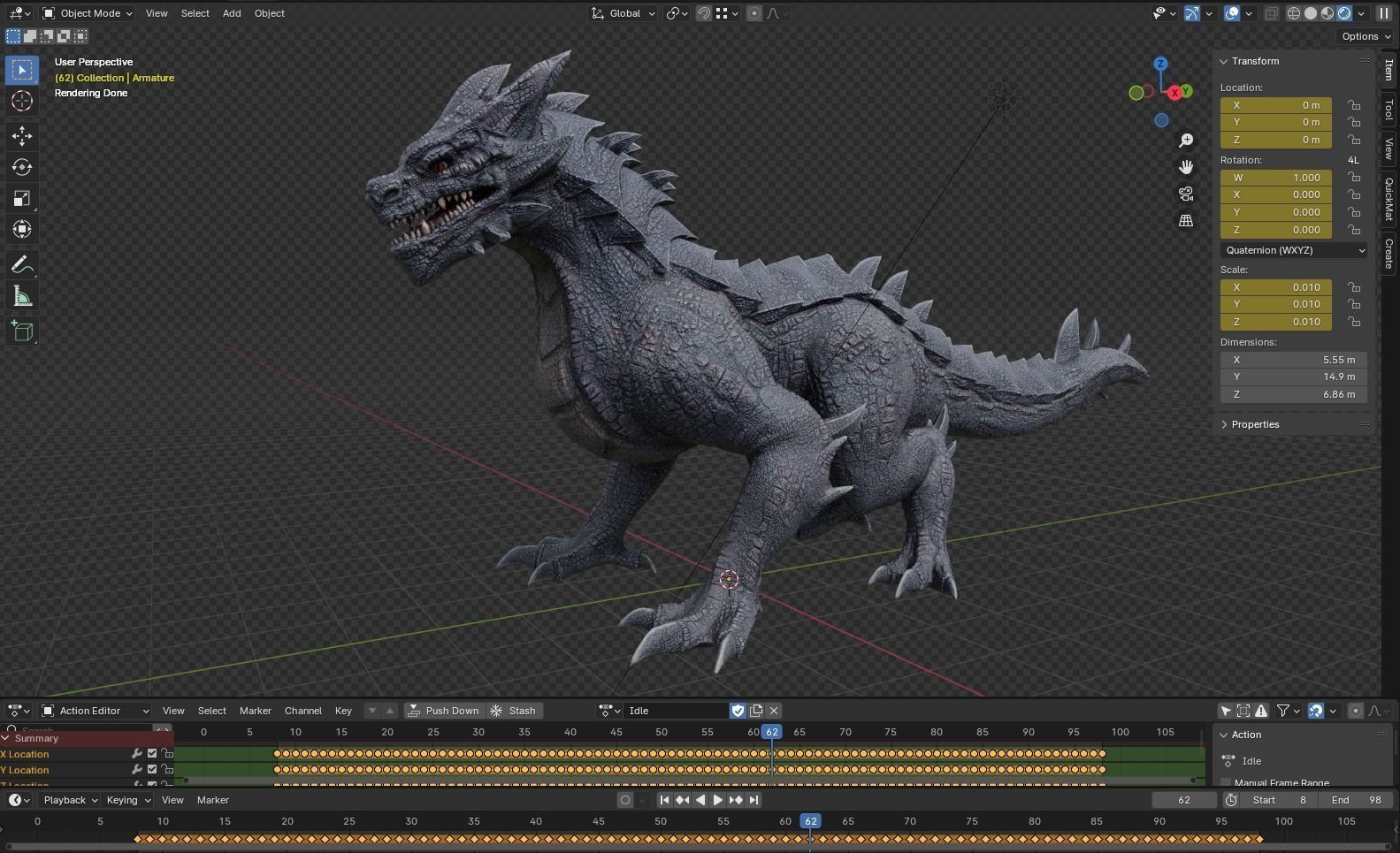 Drake The Dragon - Wingless Dragon - Ver 2024 Low-poly 3D model_10