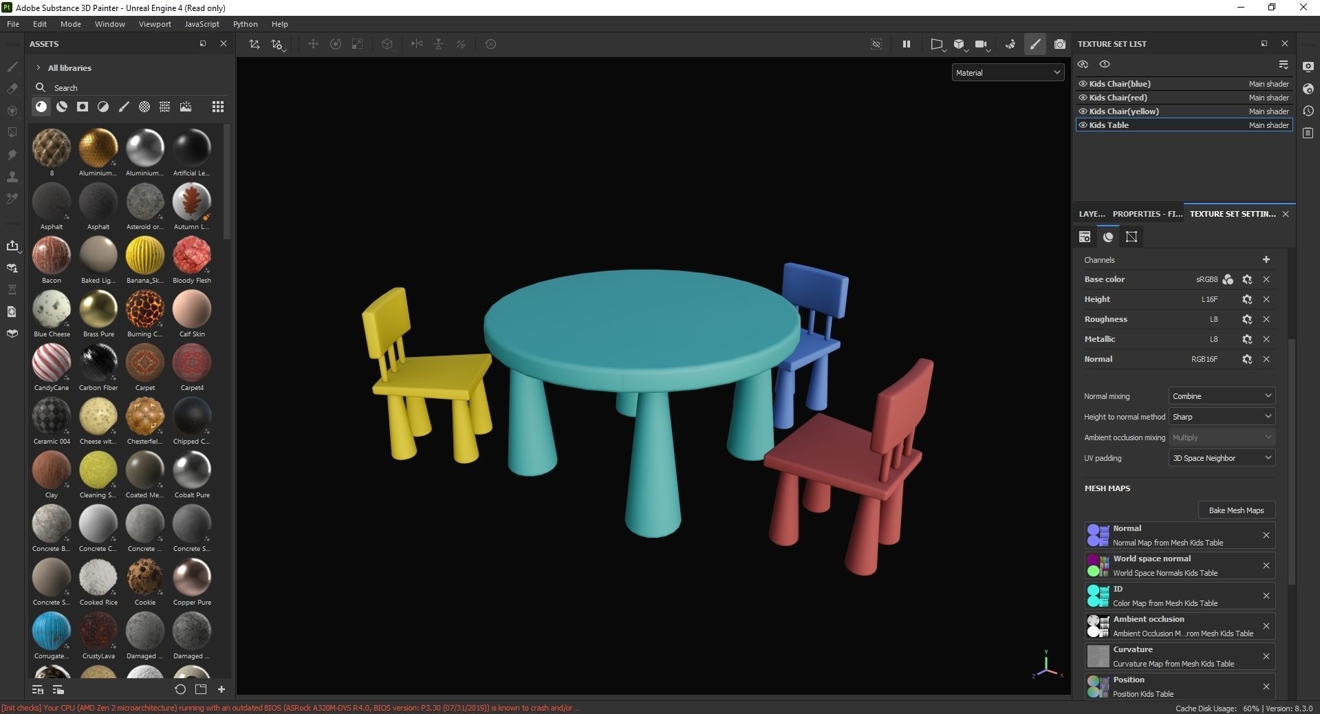 Kids Table and Chairs 3D Model Low-poly 3D model_7
