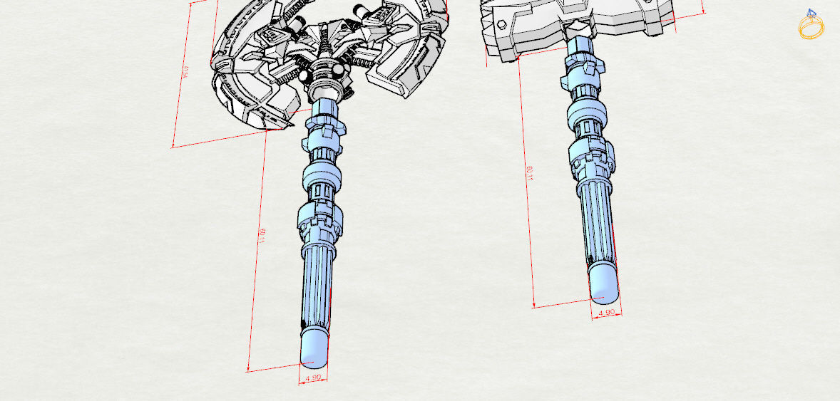 Transformers Battle Axe and Hammer 3D print model_7