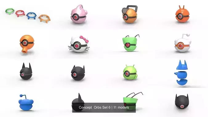 Concept  Orbs Set 6 3D Model Collection