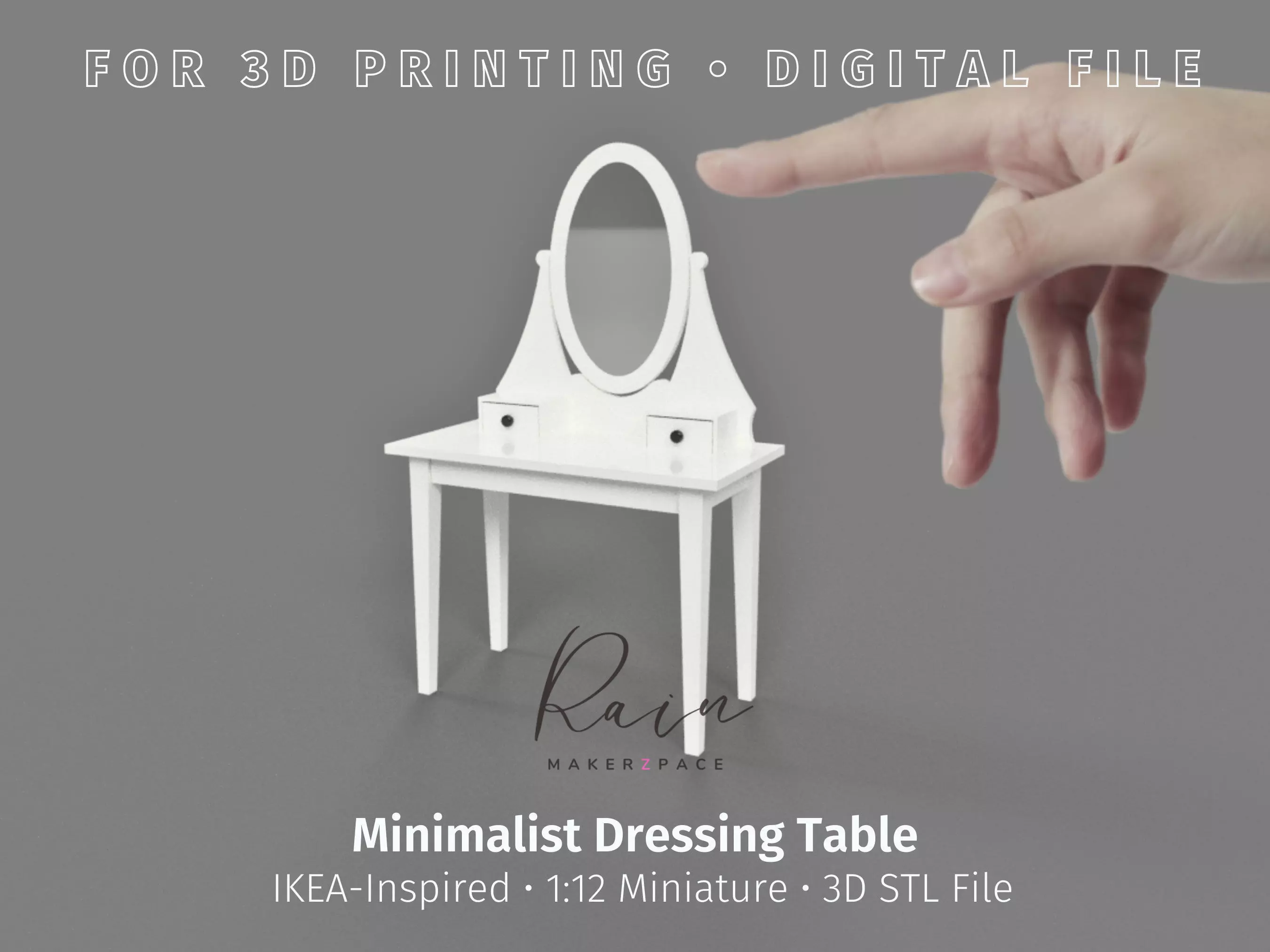 Miniature Ikea-inspired Vanity Dresser Miniature Furniture 3D print model