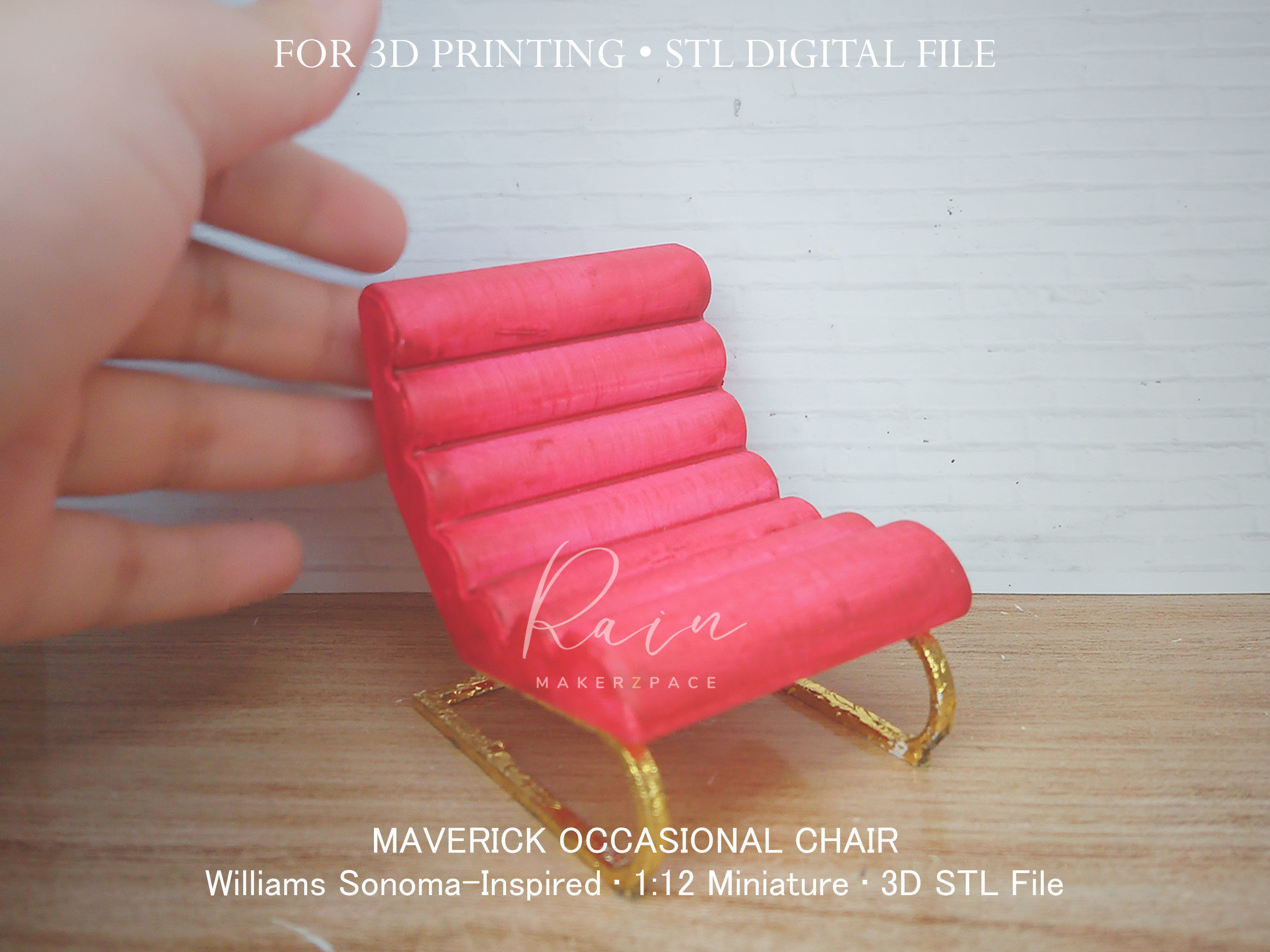 Miniature Maverick Occasional Chair Miniature Furniture 3D print model_4