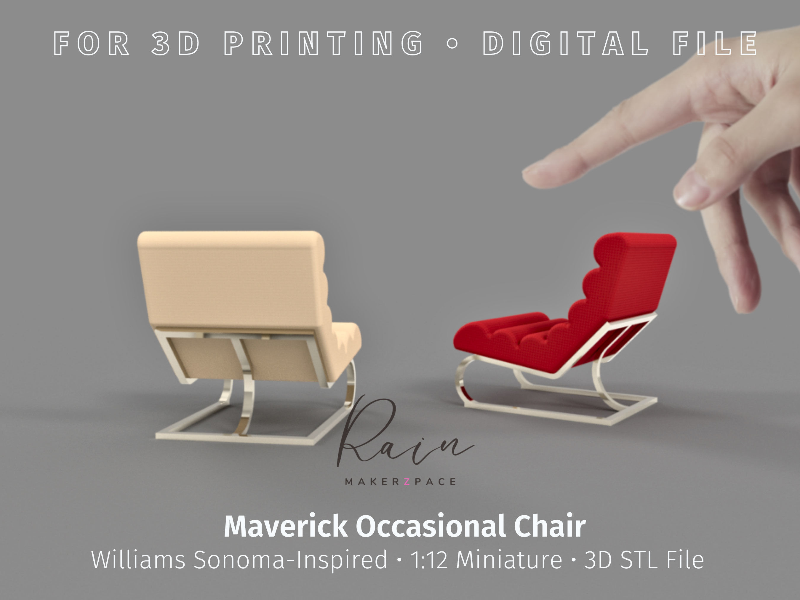 Miniature Maverick Occasional Chair Miniature Furniture 3D print model_2
