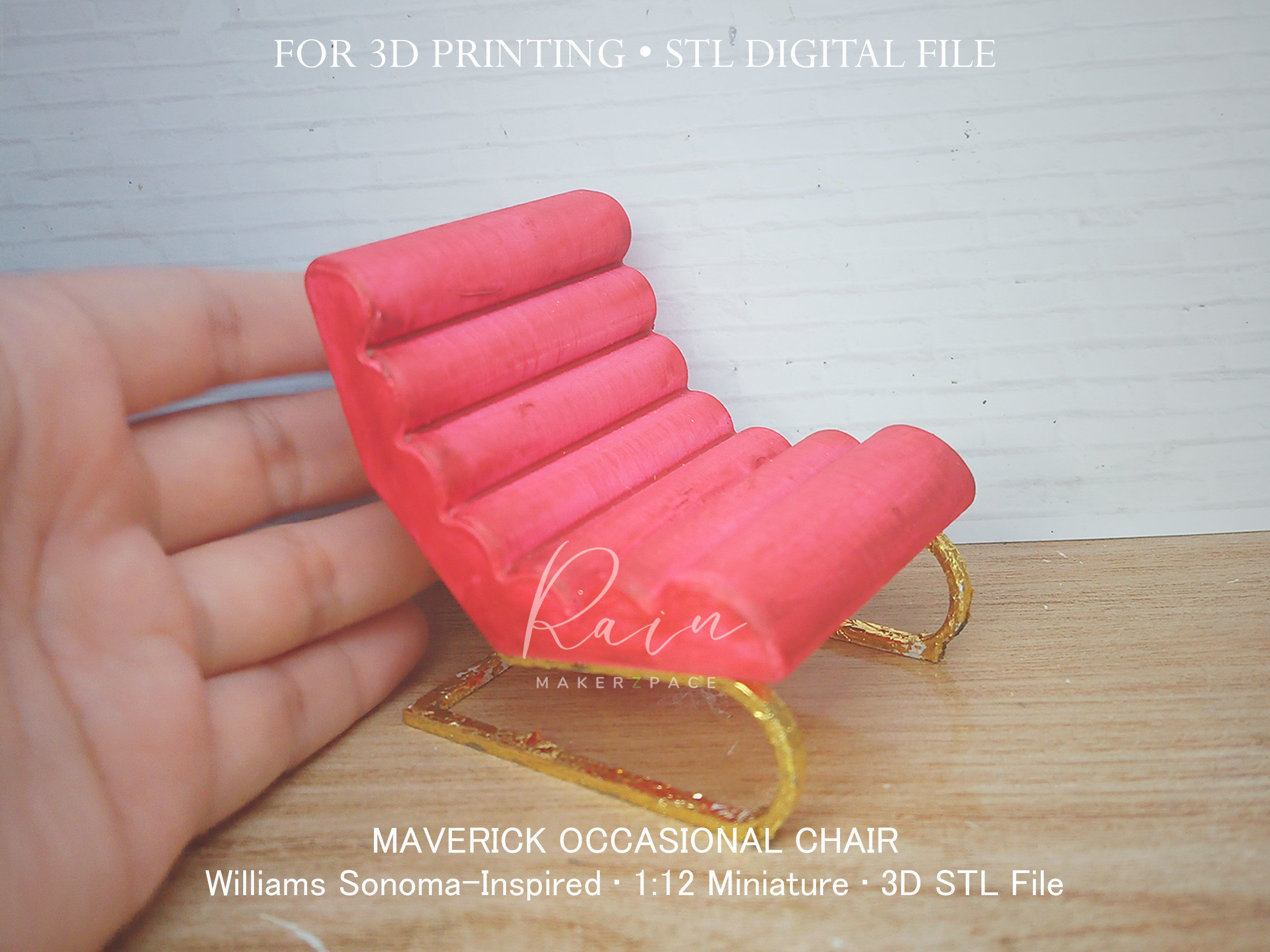 Miniature Maverick Occasional Chair Miniature Furniture 3D print model_3