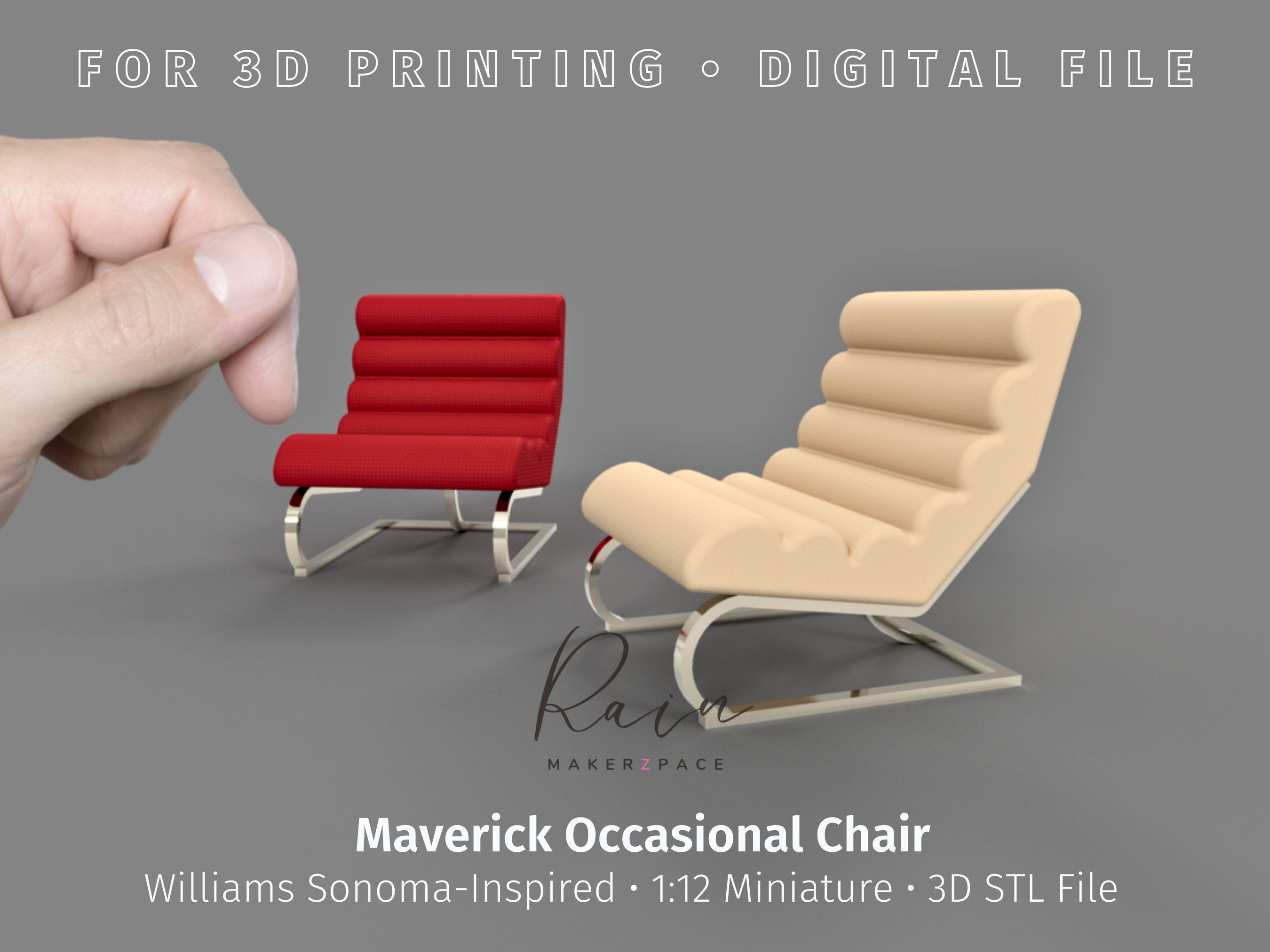 Miniature Maverick Occasional Chair Miniature Furniture 3D print model_1