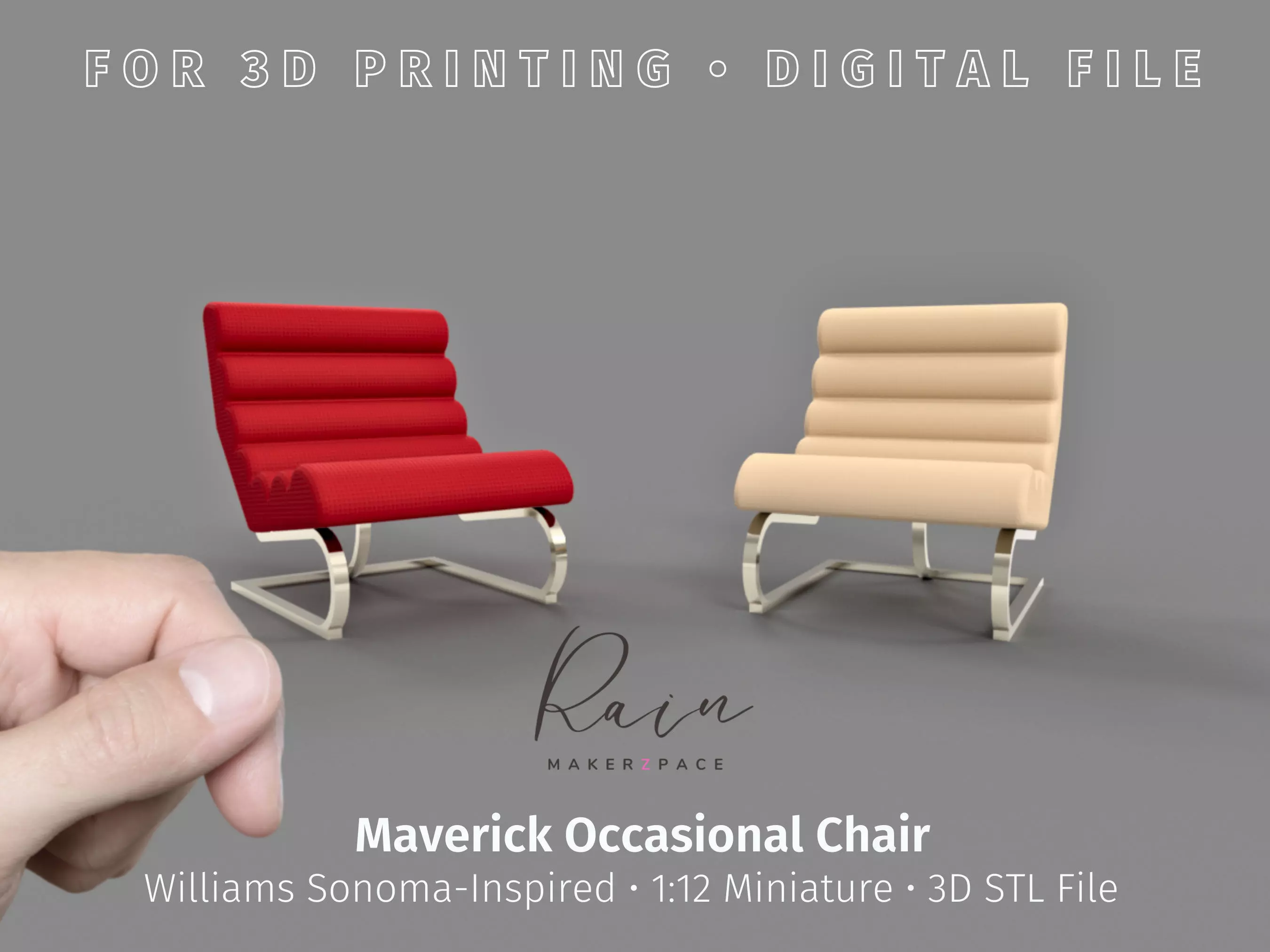 Miniature Maverick Occasional Chair Miniature Furniture 3D print model_0